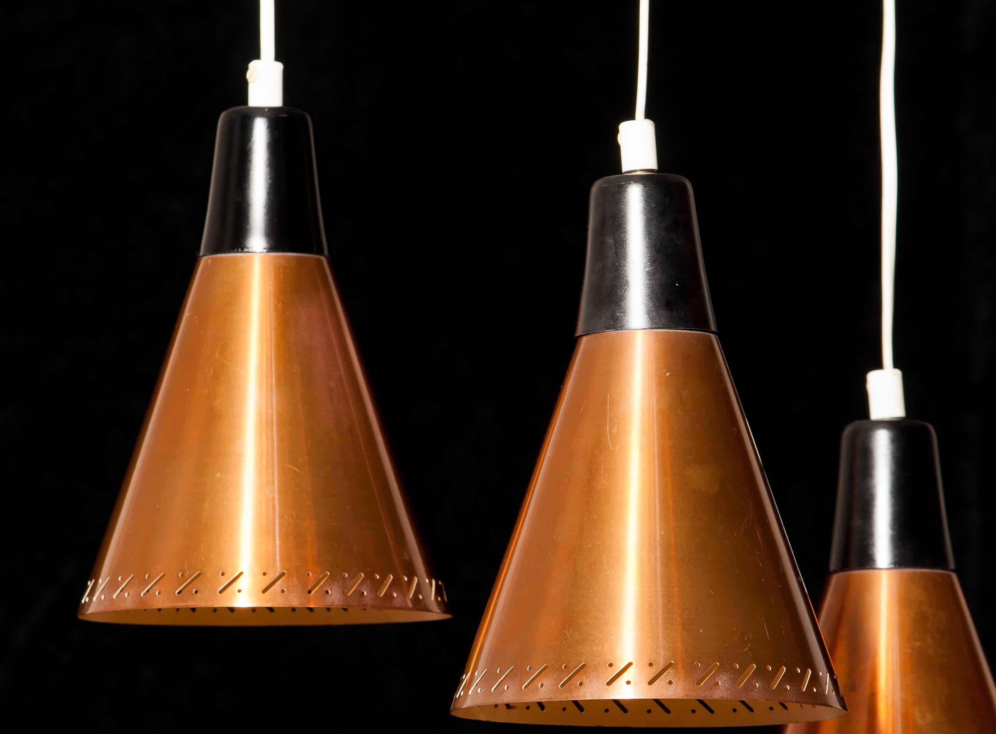 1950s, Copper and Brass Pendant Lamp by Hans-Agne Jakobsson, Sweden 1