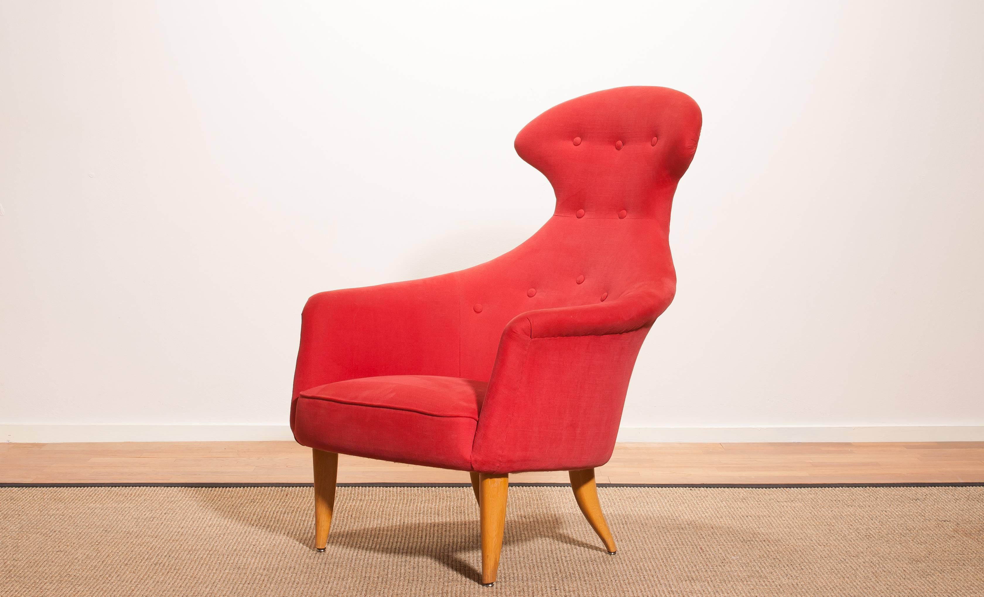 Swedish 1950s, Beautiful 'Stora Eva' Chair by Kerstin Hörlin-Holmquist