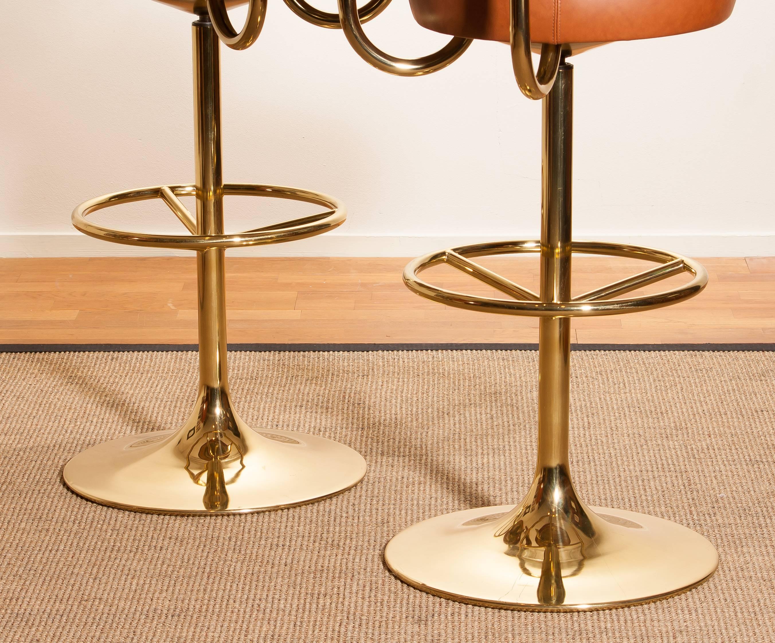 1970s, a Brass Set of Bar Stools and Bar Table by Börje Johanson 3