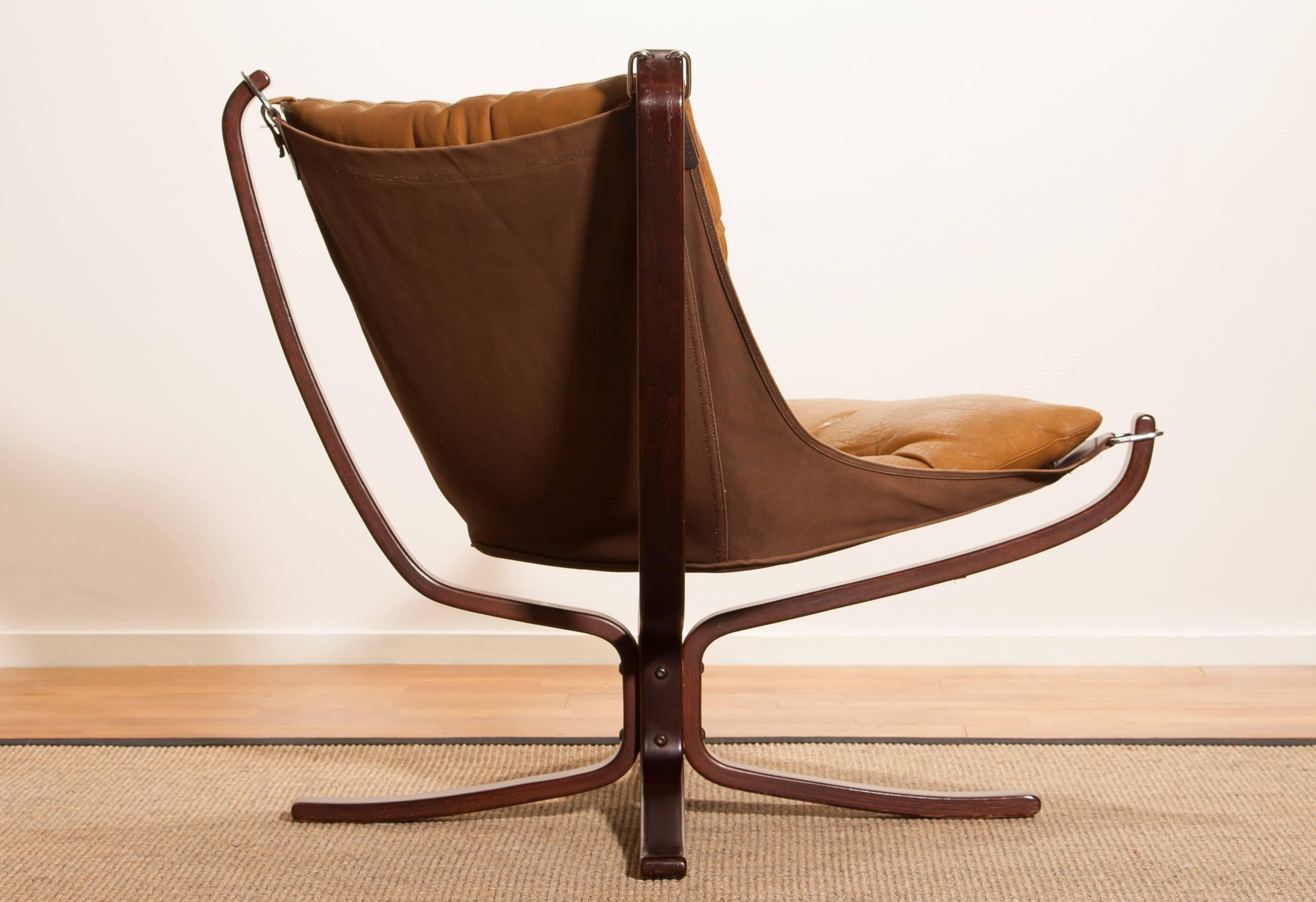 1970s, Camel Leather 'Falcon' Lounge or Armchair by Sigurd Ressell 5