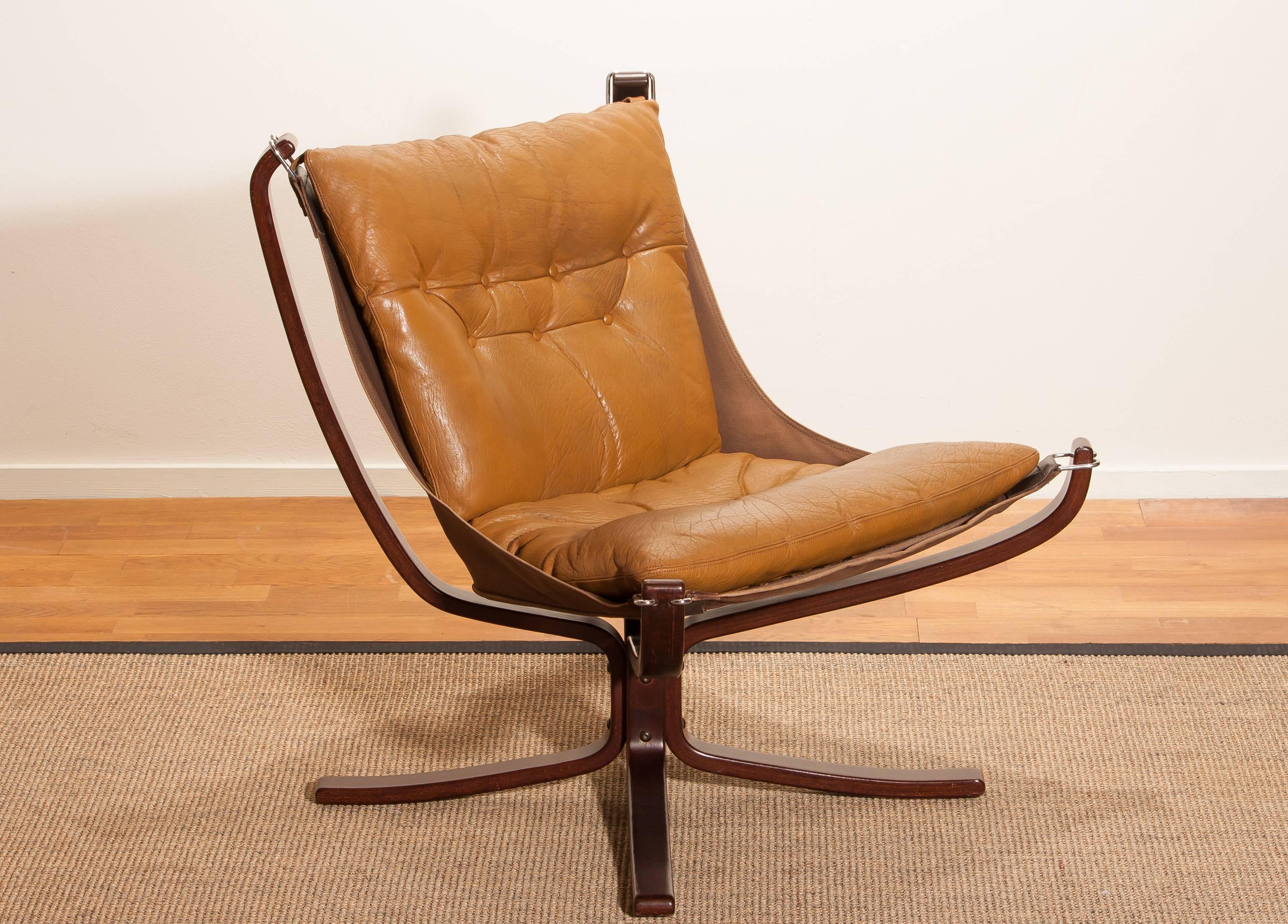 Late 20th Century 1970s, Camel Leather 'Falcon' Lounge or Armchair by Sigurd Ressell