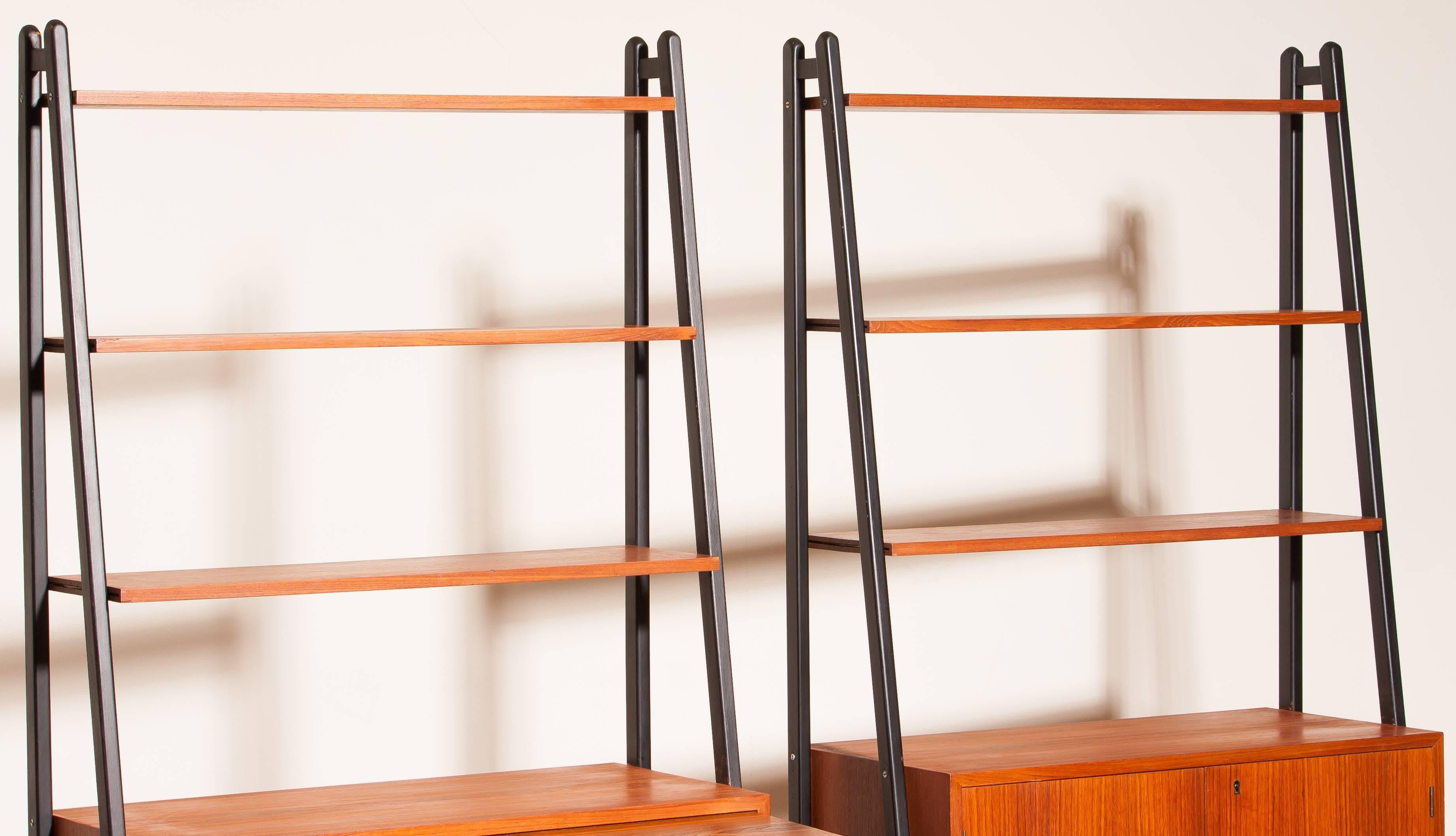 1950s, Two Teak Bookcases Roomdividers Cabinets 2