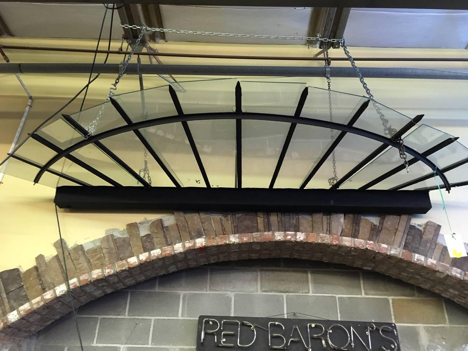 French Wrought Iron and Glass Canopy In Good Condition For Sale In Atlanta, GA