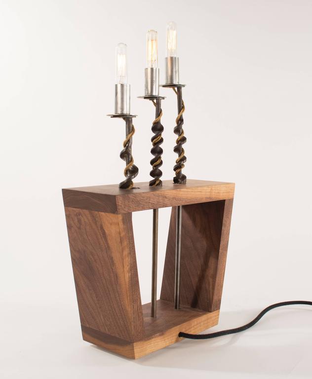 Bits Series No. 1 Table Lamp walnut and antique drill bit , handmade