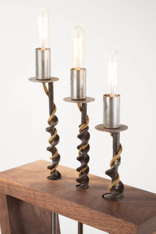 Bits Series No. 1 Table Lamp walnut and antique drill bit , handmade