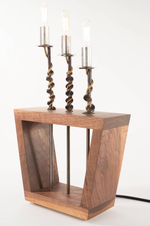 Bits Series No. 1 Table Lamp walnut and antique drill bit , handmade
