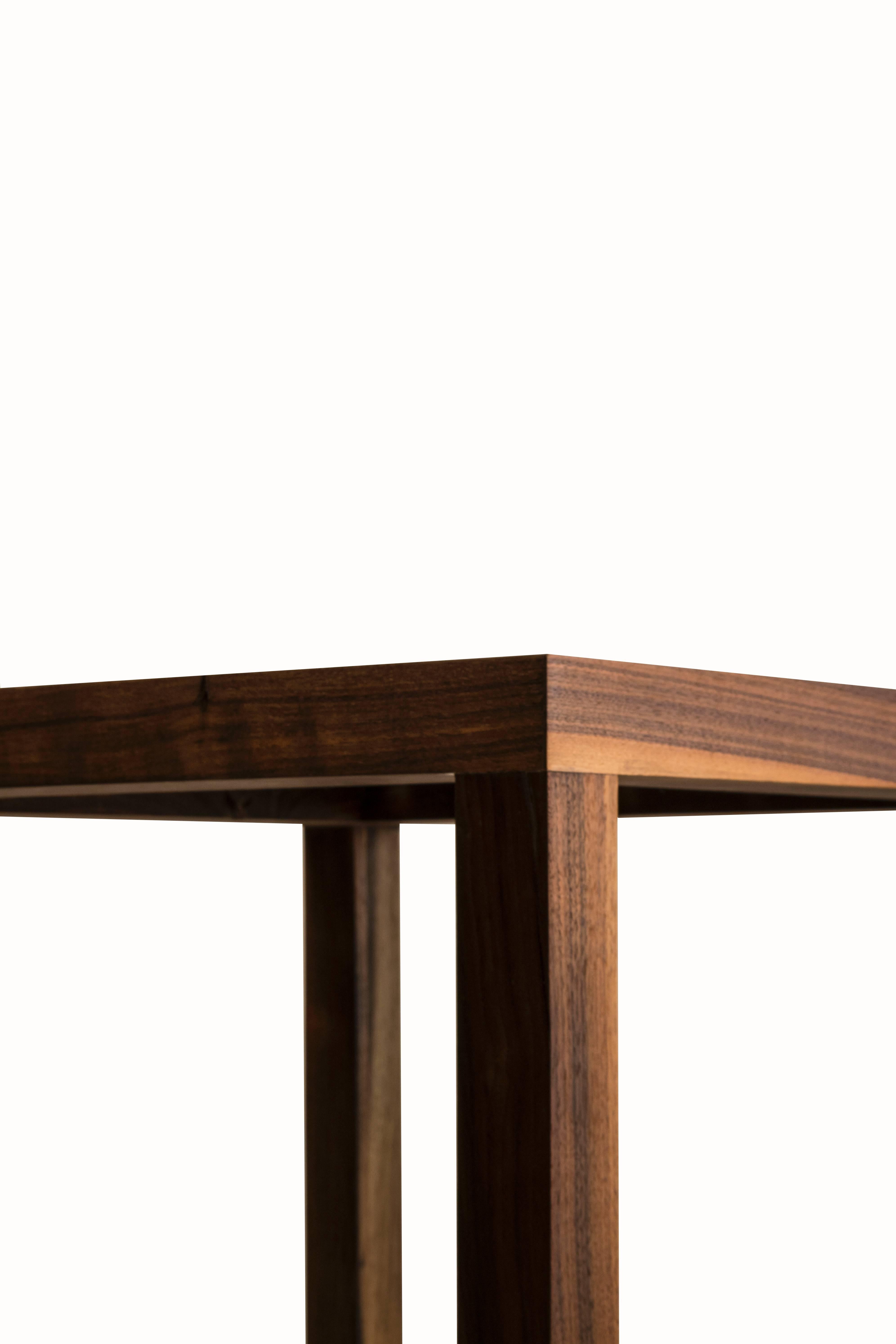 Inlay Amplitude End Table : walnut and inlaid brass, handmade and built to size  For Sale