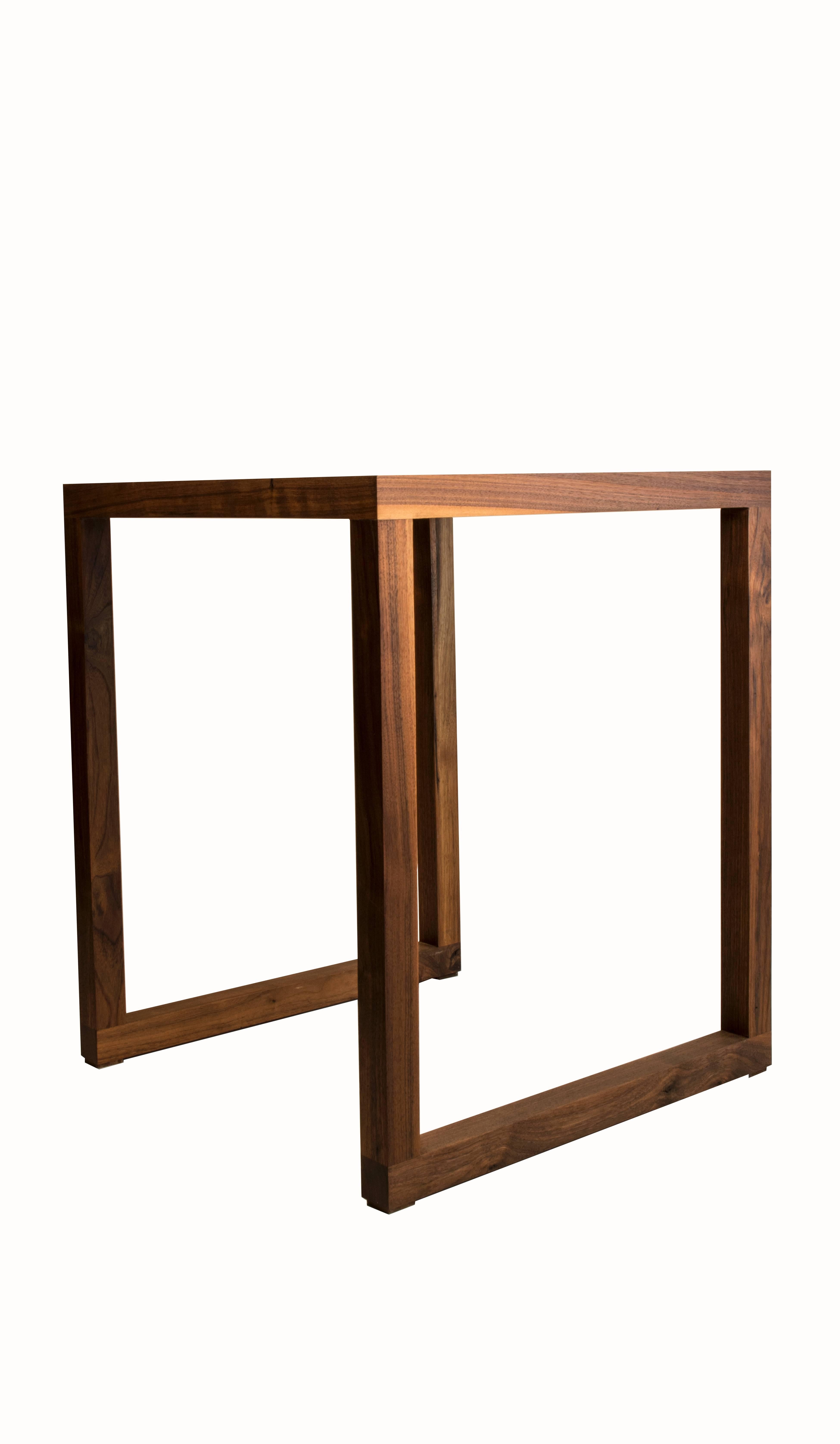 Contemporary Amplitude End Table : walnut and inlaid brass, handmade and built to size  For Sale