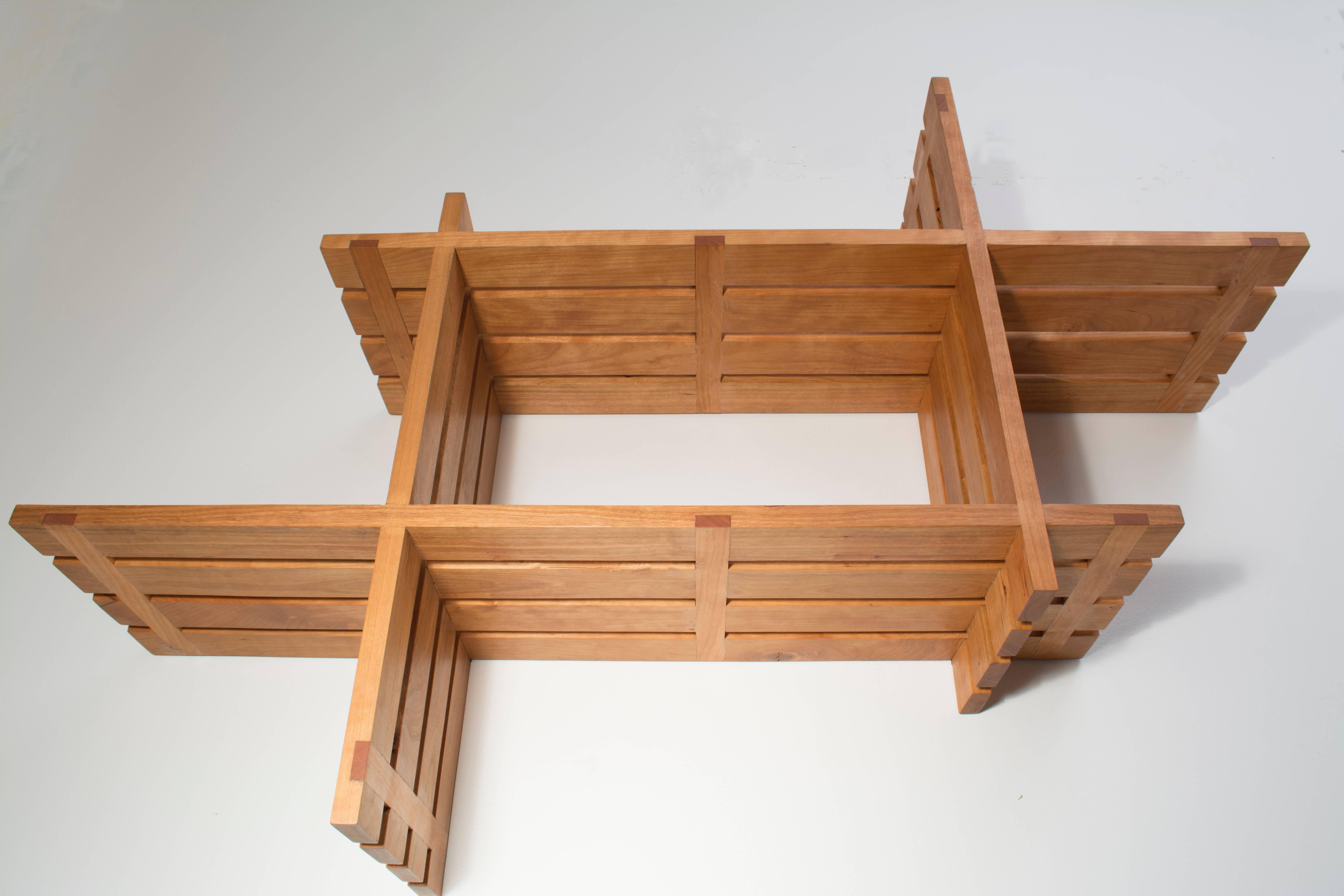 Cherry Cross Shelving : cherry , handmade original design, made to order For Sale