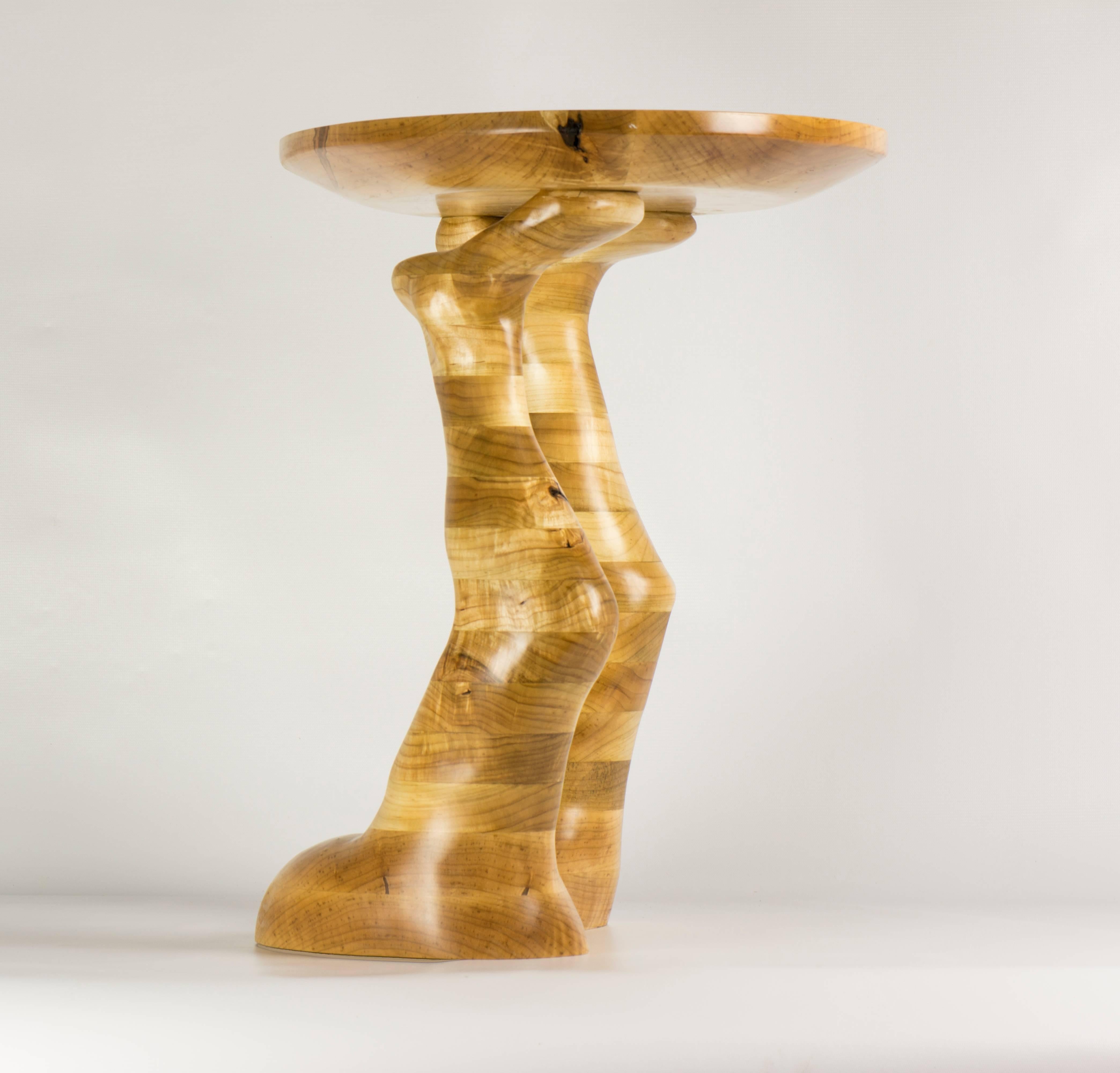 Form #1 hand carved wood sculptural table , ambrosia maple In New Condition For Sale In Brooklyn, NY