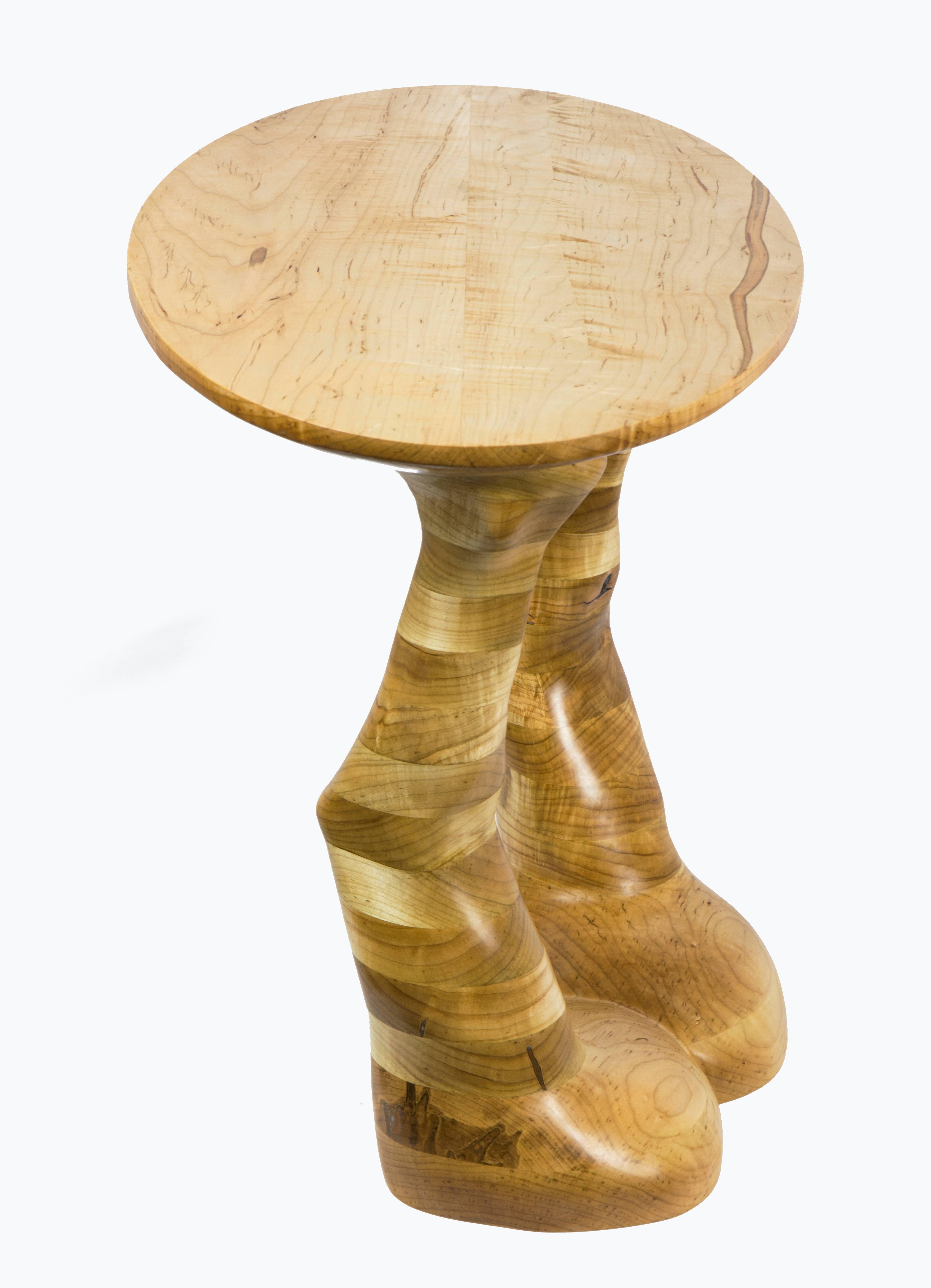 Form #1 hand carved wood sculptural table , ambrosia maple For Sale 3