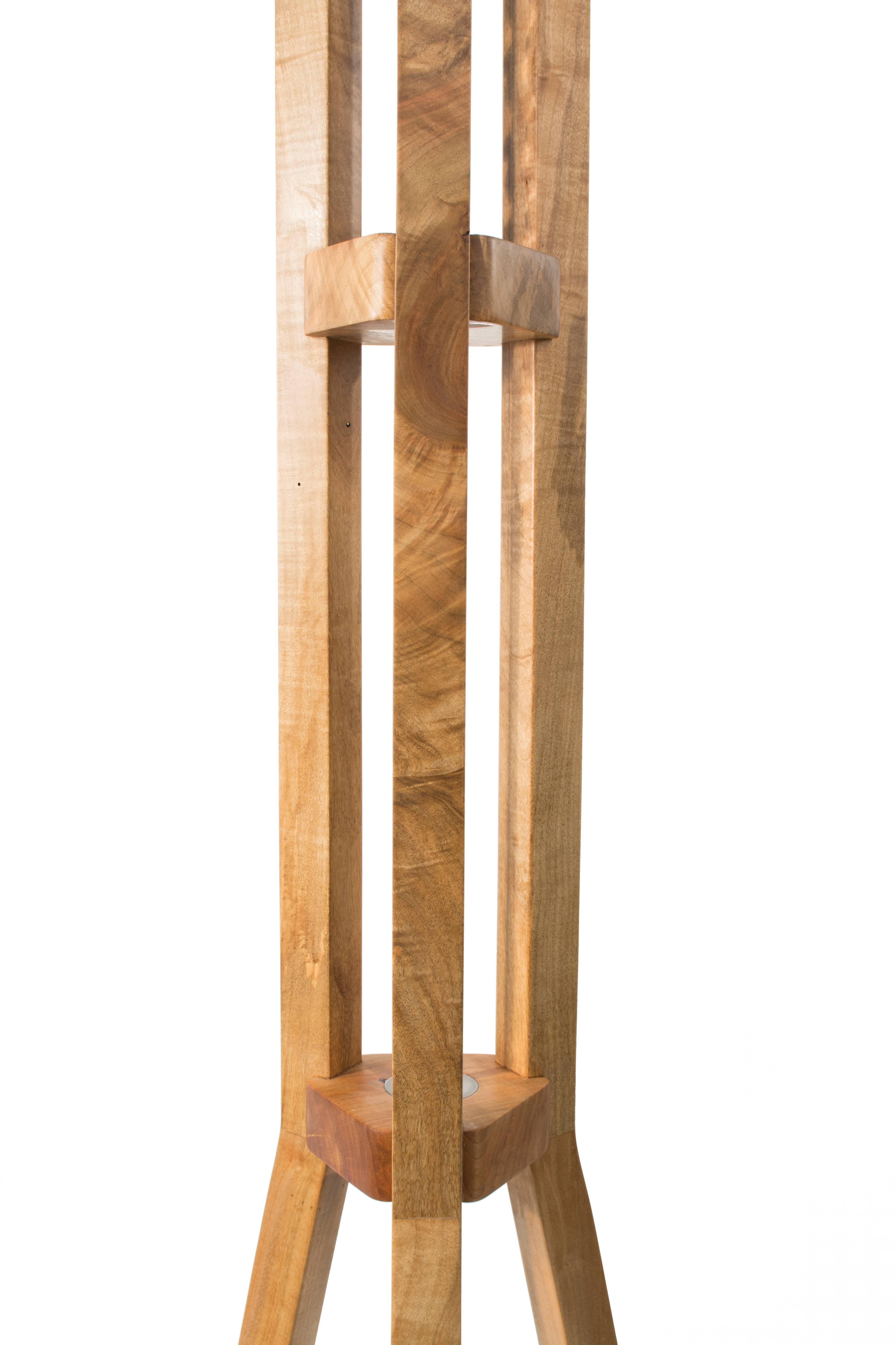 Bits Floor Lamp : ambrosia maple, antique drill bit, handmade to order In New Condition For Sale In Brooklyn, NY