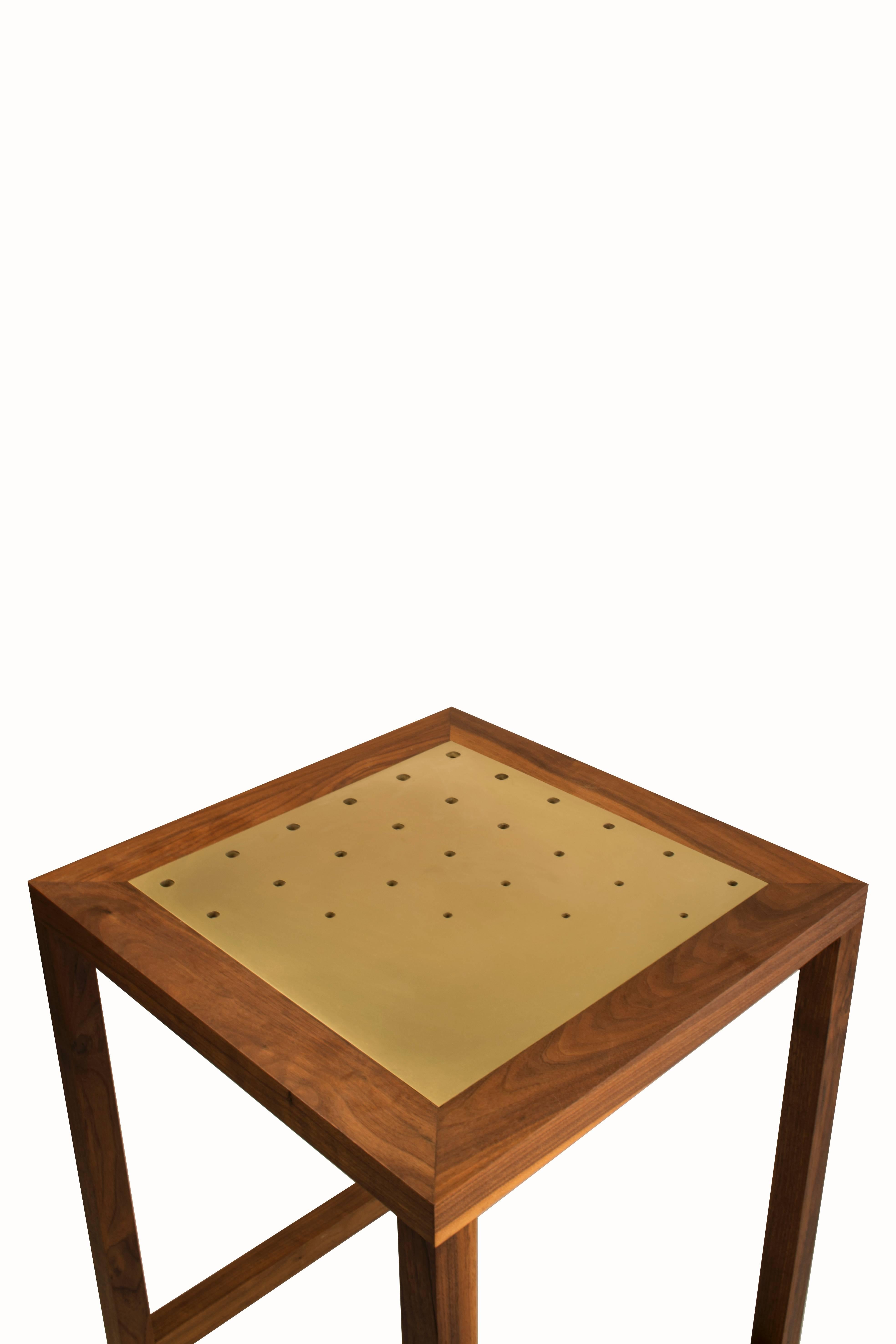 American Amplitude End Table : walnut and inlaid brass, handmade and built to size  For Sale
