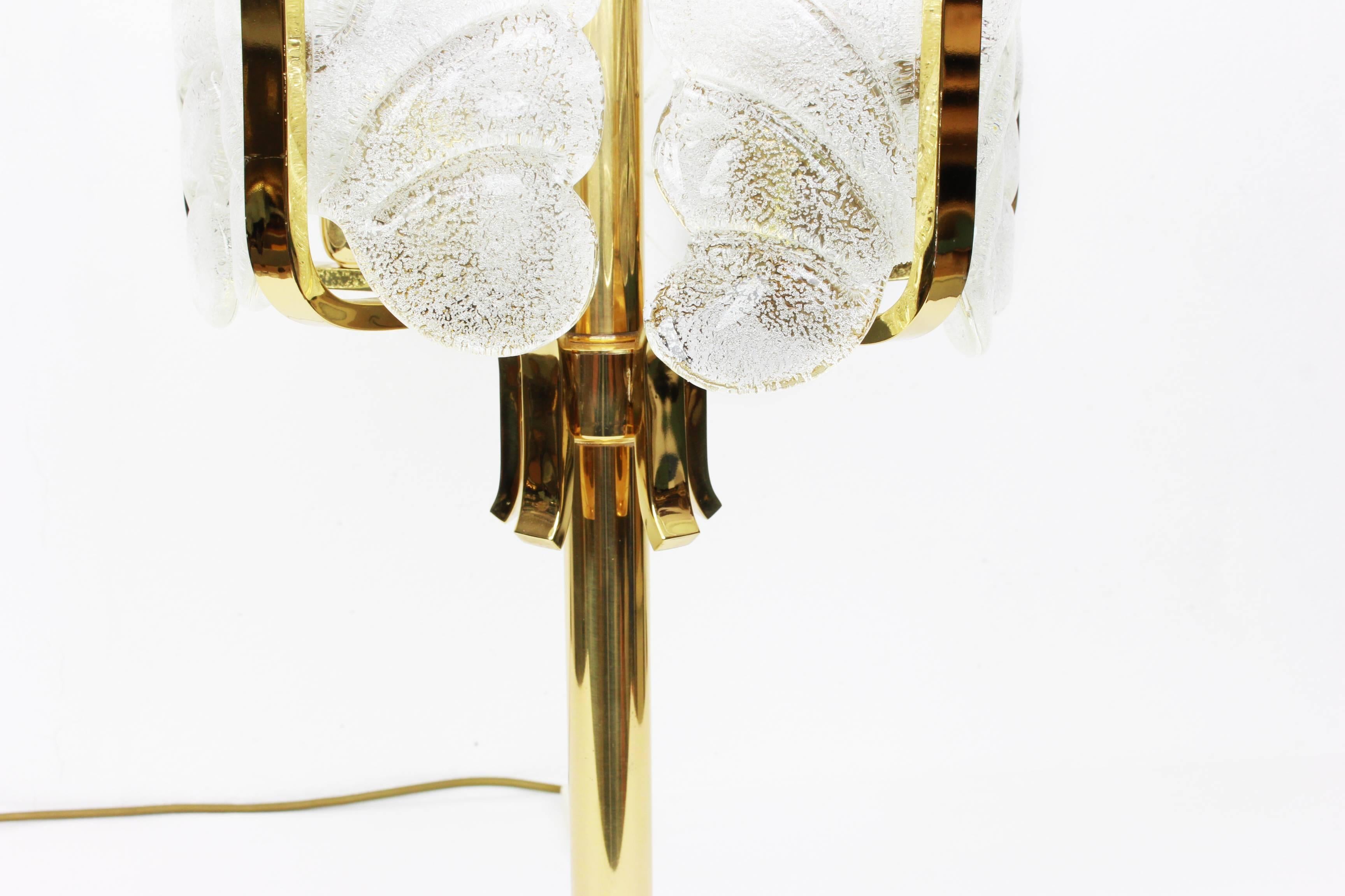Swedish 1 of 2 Rare Carl Fagerlund for Orrefors Table Lamp, Murano Glass Leaves, 1960s