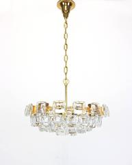Large Gilt Brass and Crystal Glass Chandelier by Palwa, Germany, 1960s
