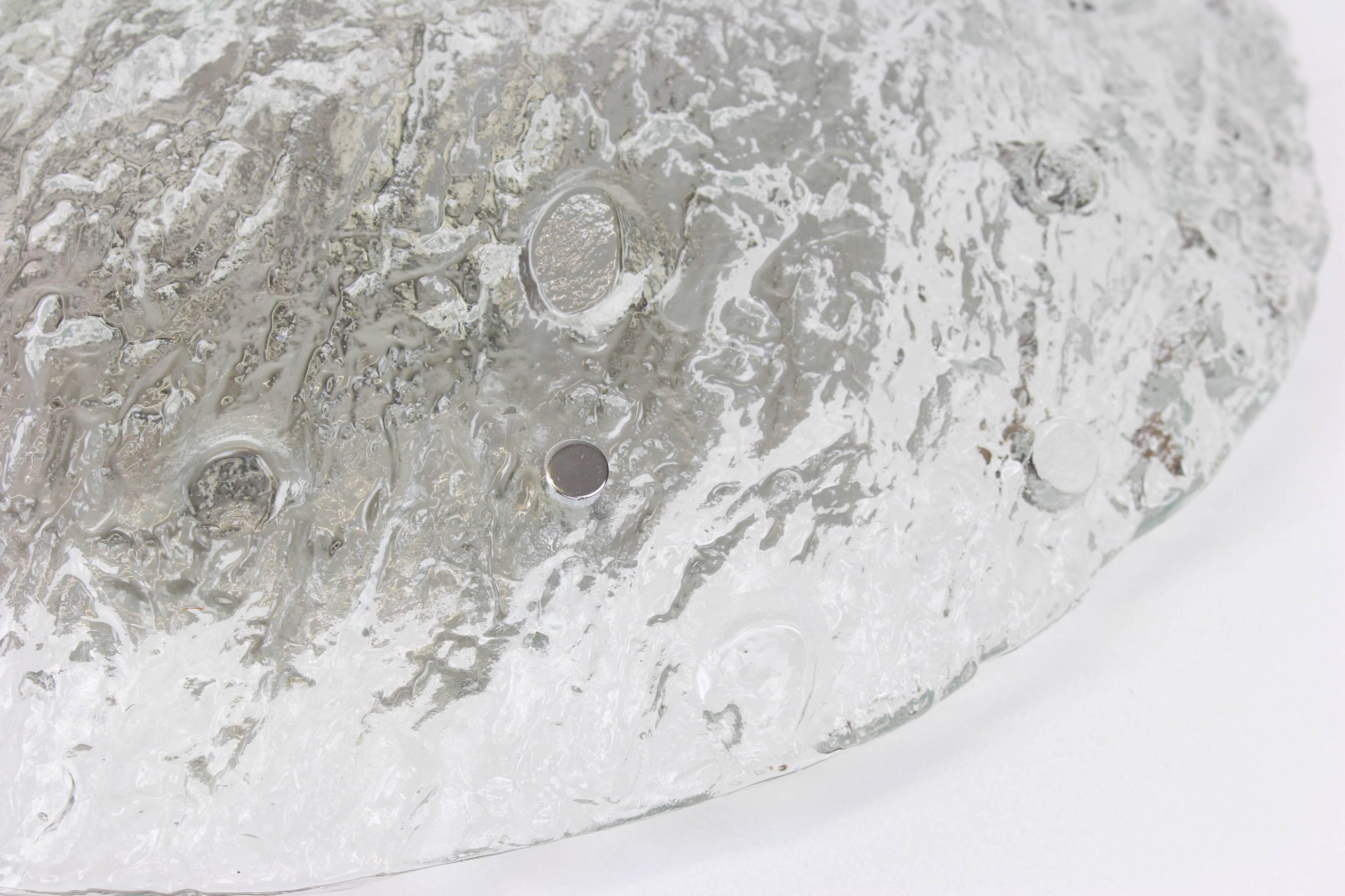 Late 20th Century 1 of 2 Round Murano Flush Mount light , Kaiser, Germany, 1970s For Sale