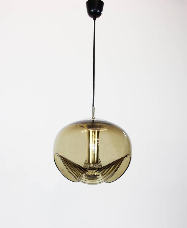 Large Smoked Glass Pendant Light by Koch and Lowy, Peill and Putzler