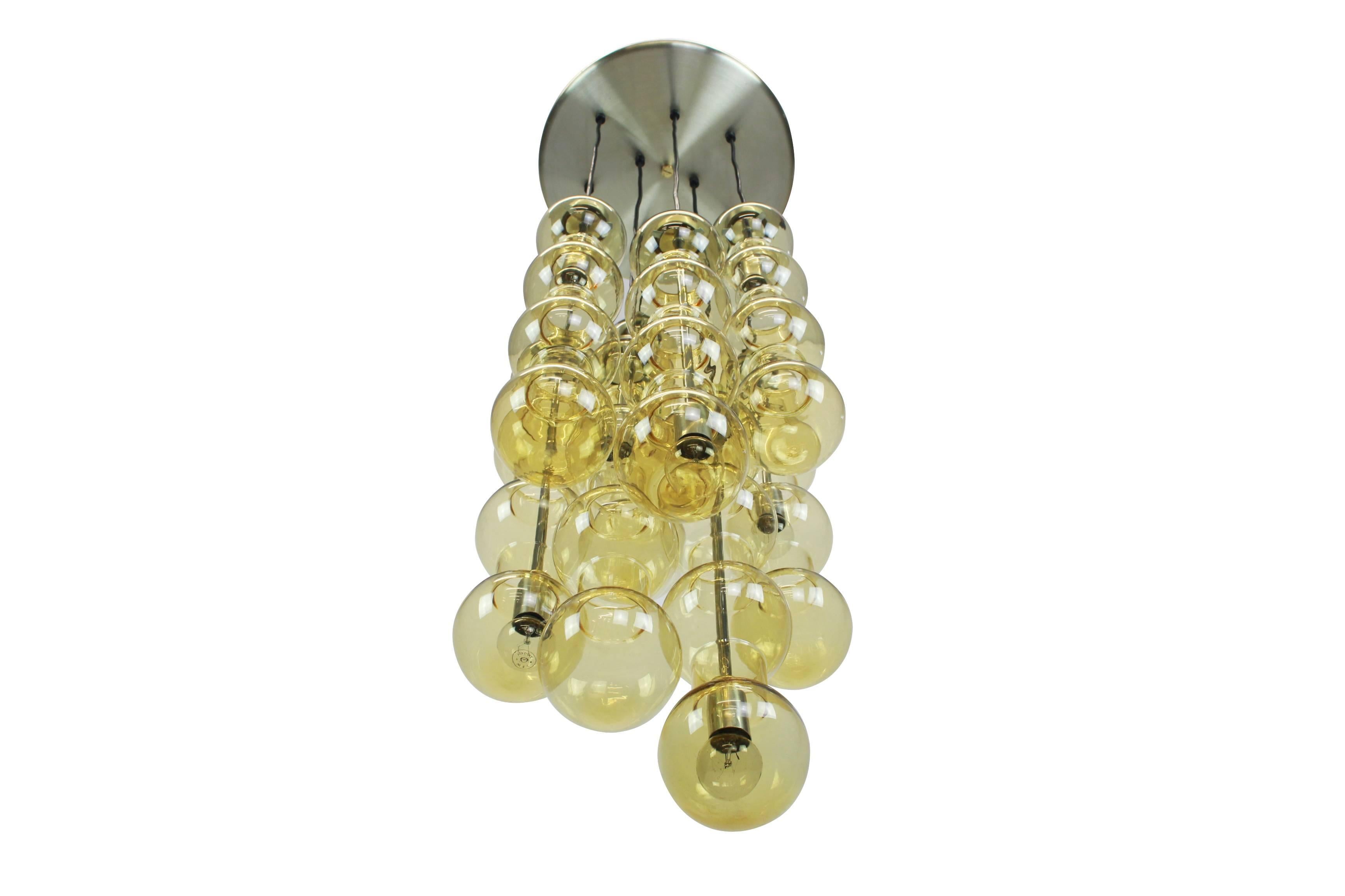 Mid-Century Modern Large Rare Glass Hanging Fixture by Doria, Germany, 1970s