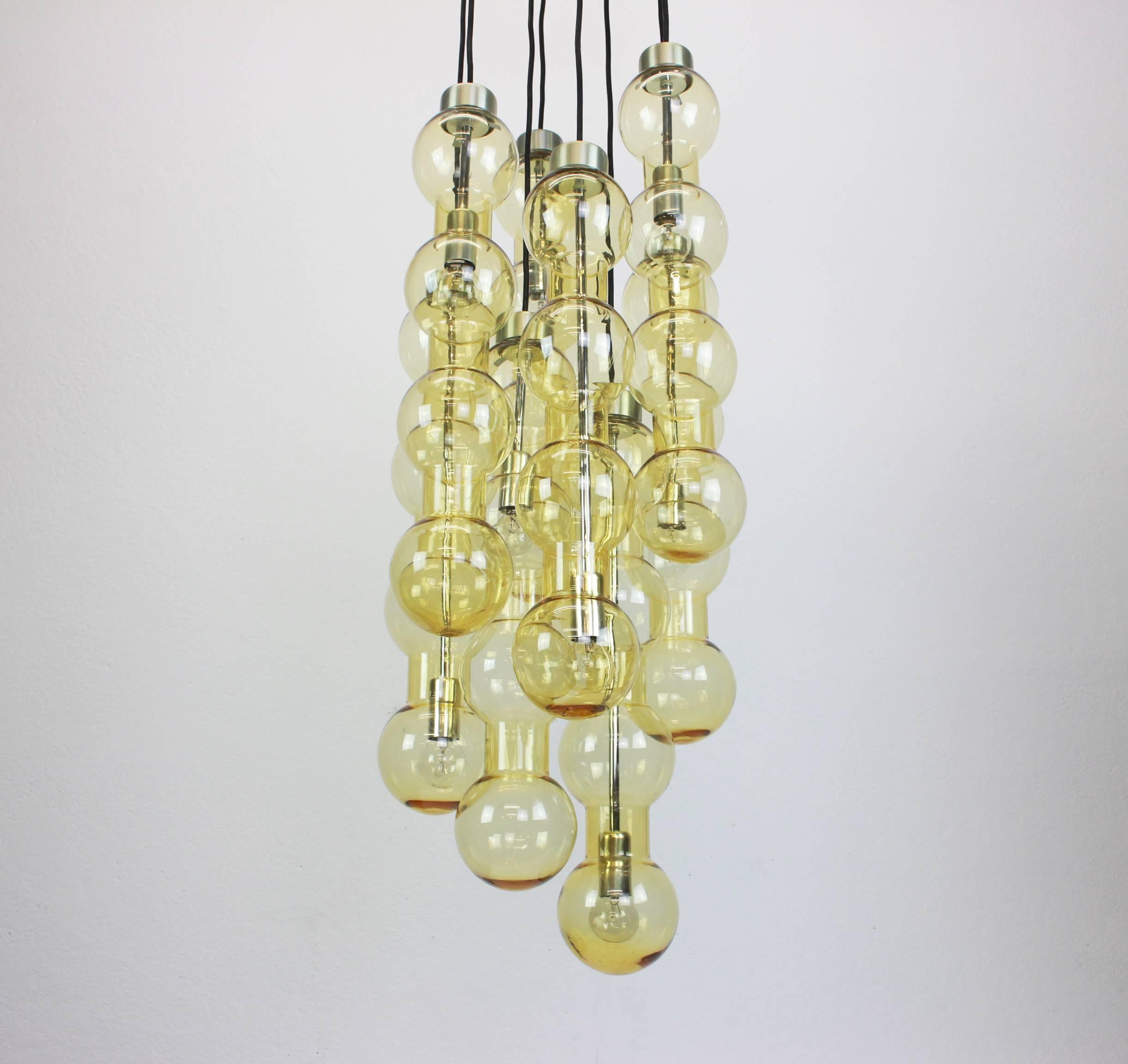 Late 20th Century Large Rare Glass Hanging Fixture by Doria, Germany, 1970s