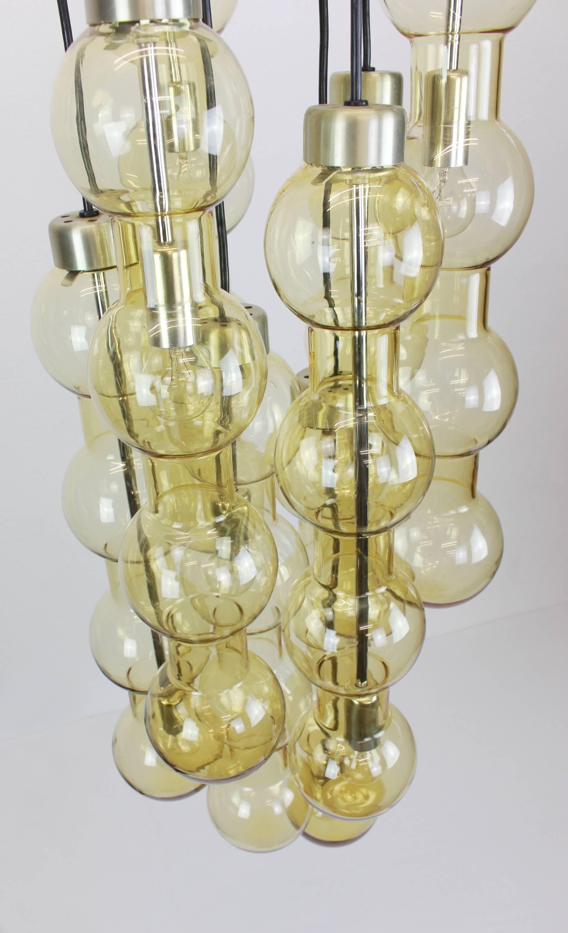Large Rare Glass Hanging Fixture by Doria, Germany, 1970s 1