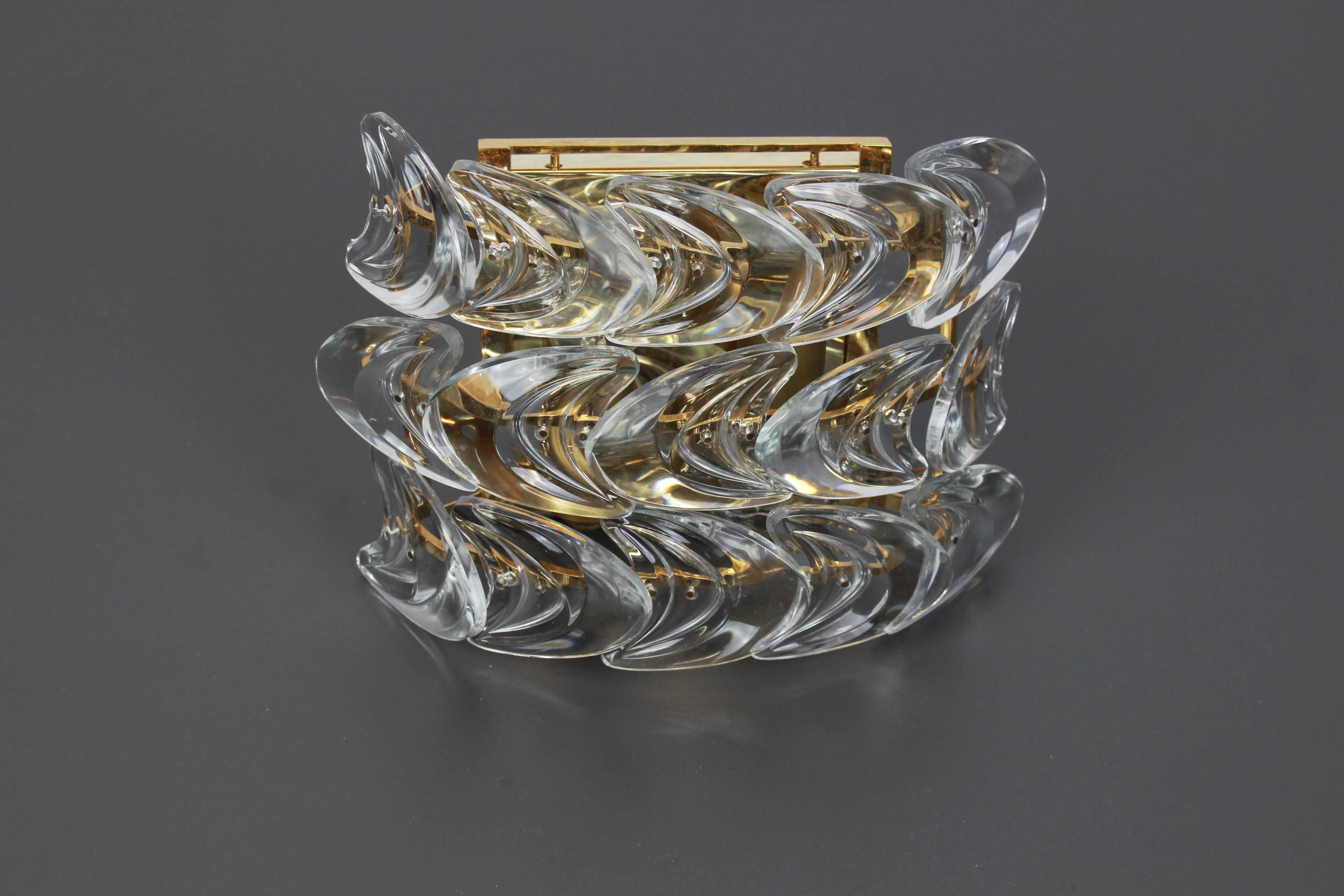 Mid-Century Gold Crystal Glass Wall Sconce by Palwa, Germany, 1970s 1