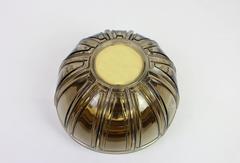 Pair of Brass and Amber Glass Sconces or Flush Mount by Limburg, Germany, 1960s