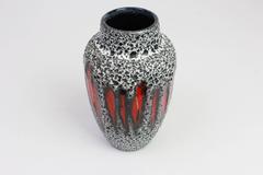 Small Red and Black Glazed Pottery Vase, Germany, 1960s
