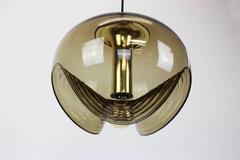 One of four Large Smoked Glass Pendant Light by Peill & Putzler, Germany, 1970s