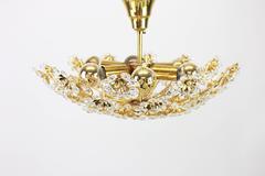 Delicate Gilt Brass Cut-Glass Flower Chandelier by Palwa , Germany, 1970s