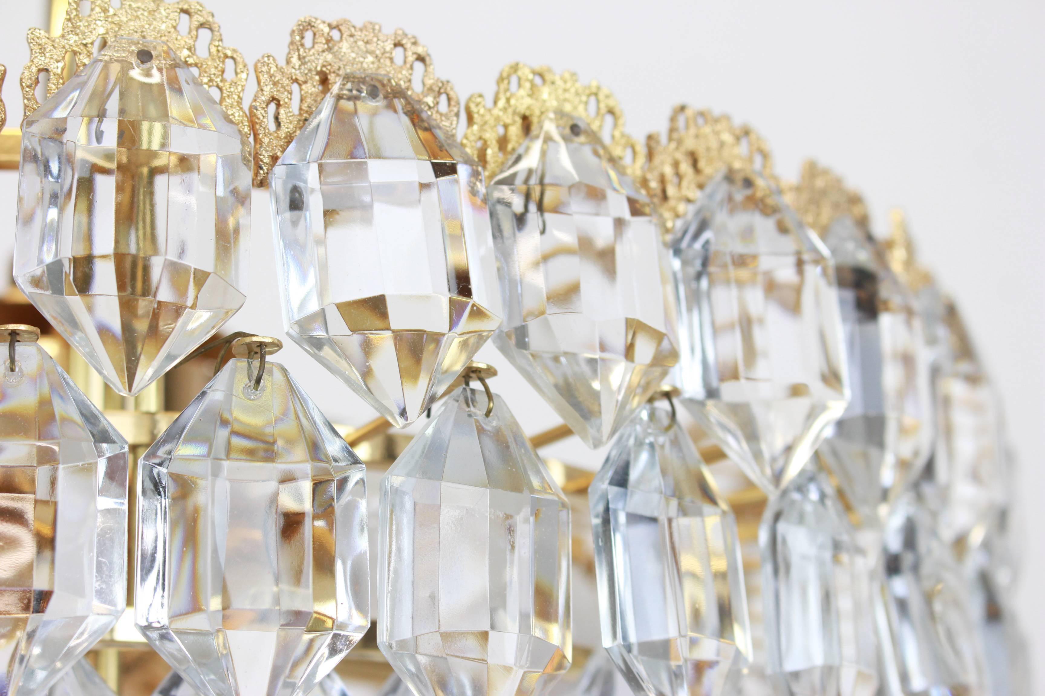 Mid-Century Modern Bakalowits Chandelier, Brutalist Style and Crystal Glass, Austria, 1960s