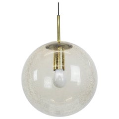 Limburg Brass with Smoked Glass Ball Pendant, Germany, 1970s