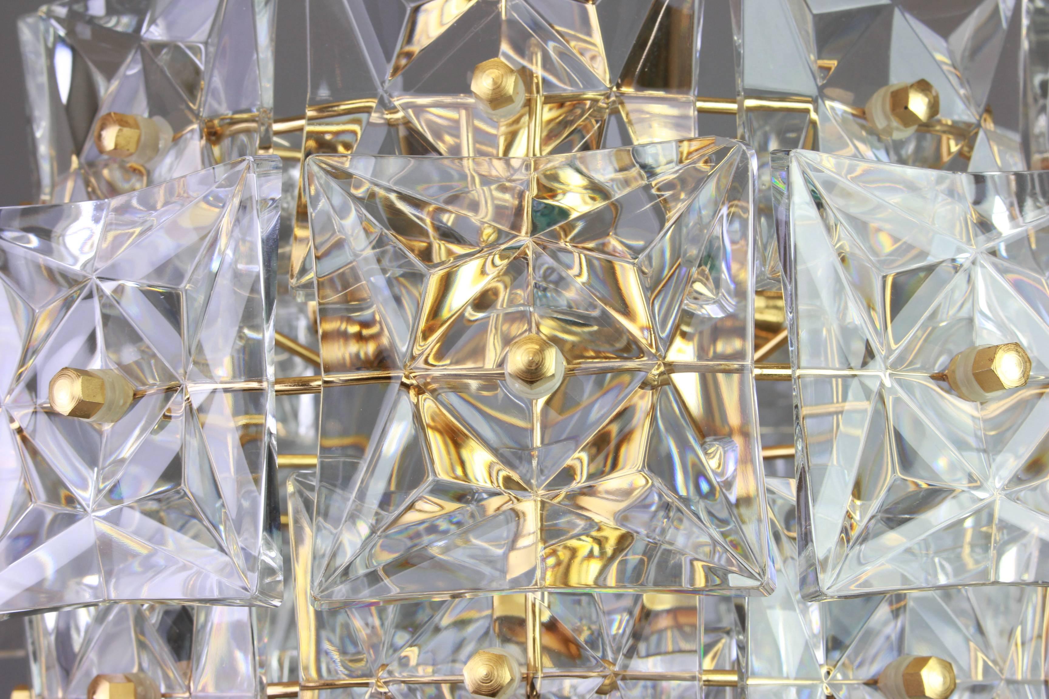Stunning Chandelier, Brass and Crystal Glass by Kinkeldey, Germany, 1970s 2