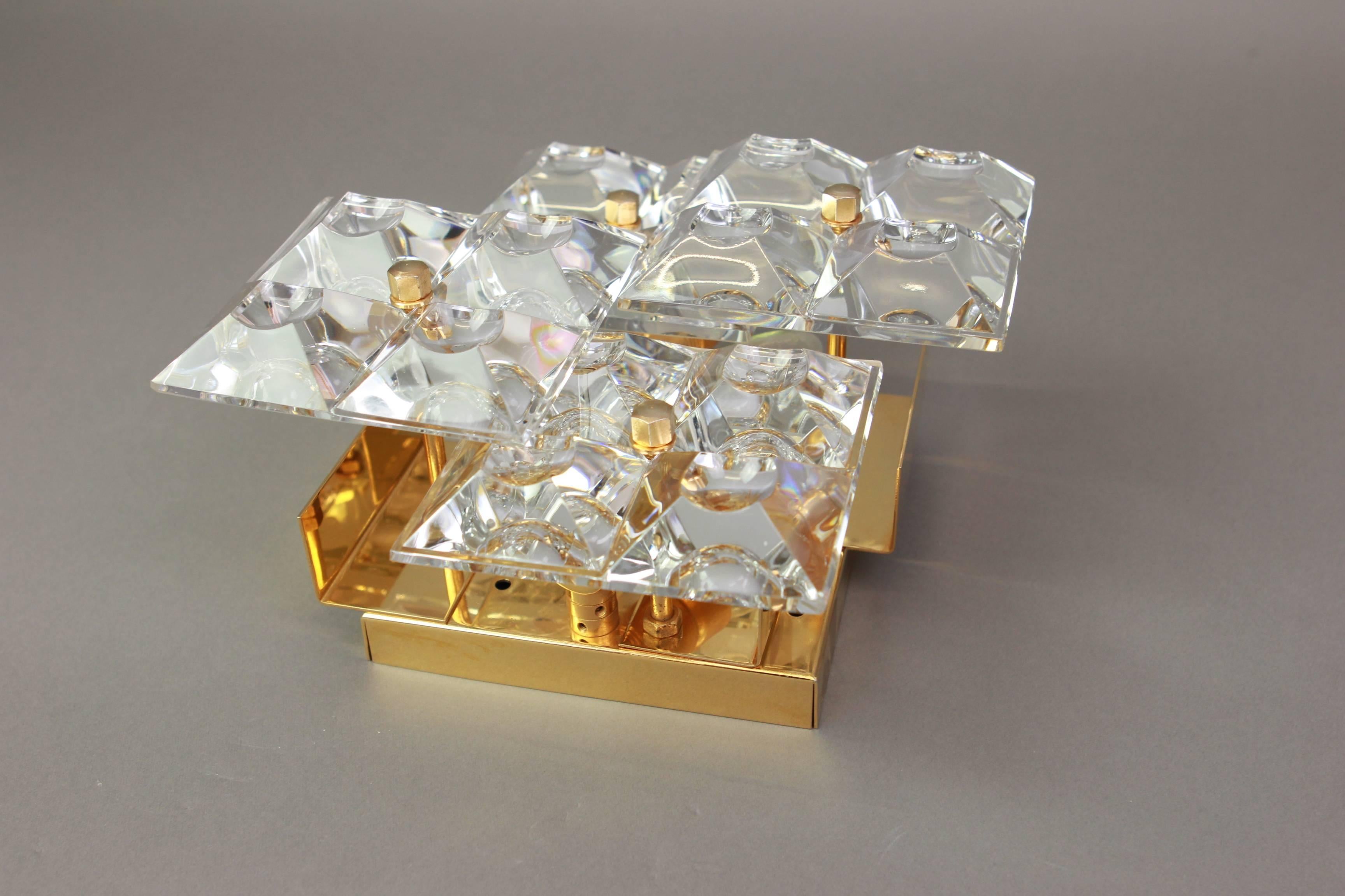 Brass Wonderful Crystal Sconces by Kinkeldey, Germany, 1970s