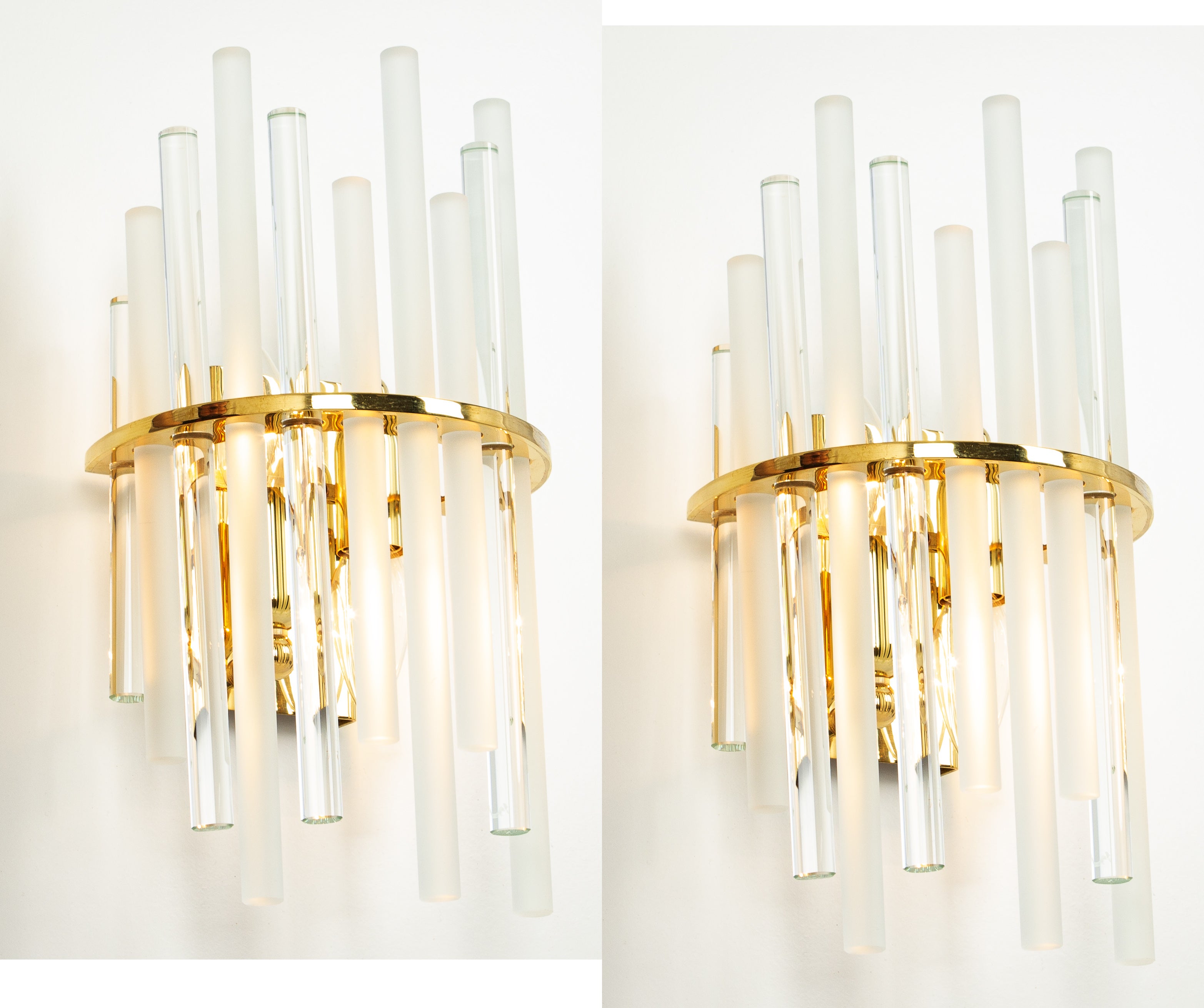 Pair of Wonderful Crystal Rods Sconces by Christoph Palme, Germany, 1970s