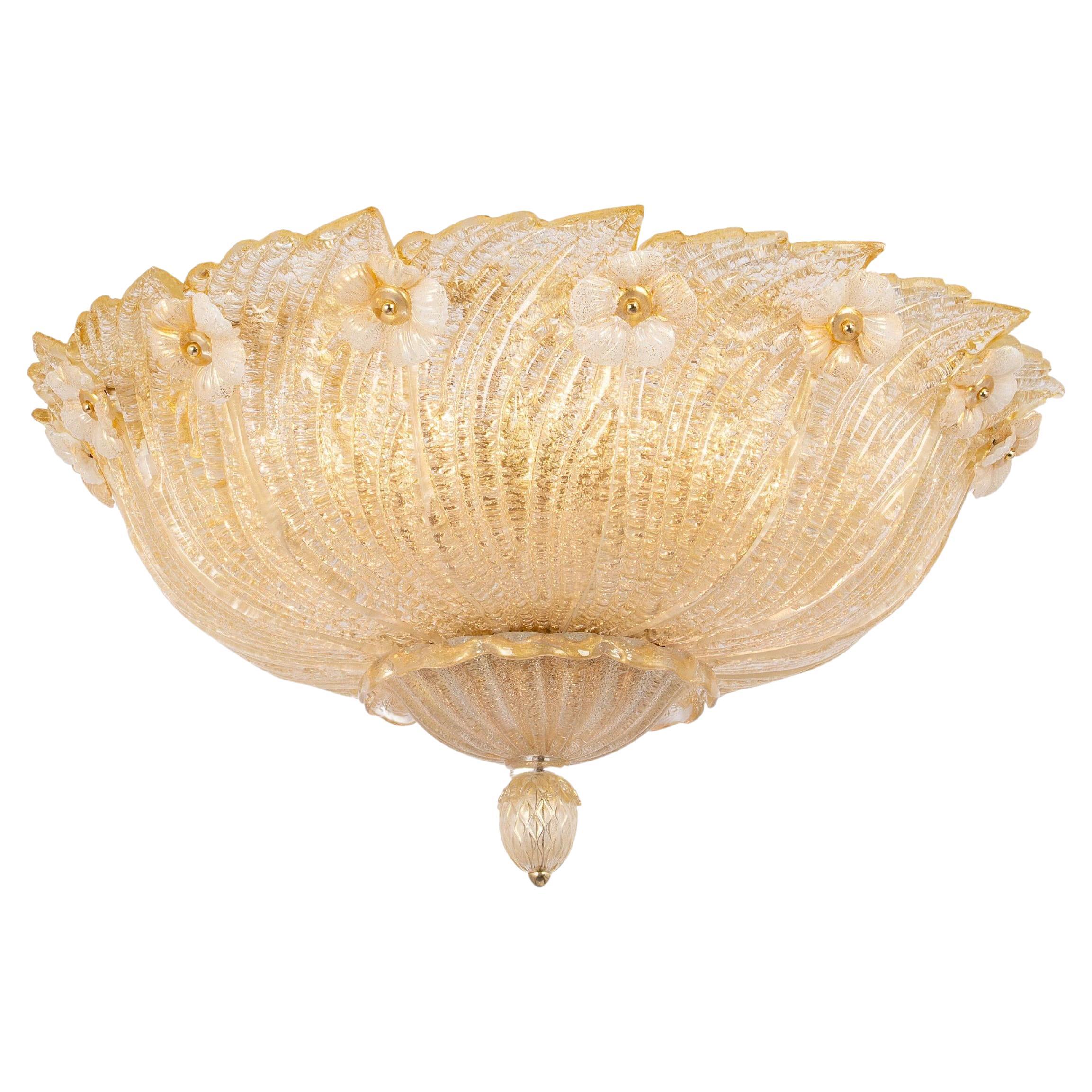 1 of 2 Large Grand Hotel Murano Ceiling Fixture by Barovier & Toso, Italy, 1970s For Sale