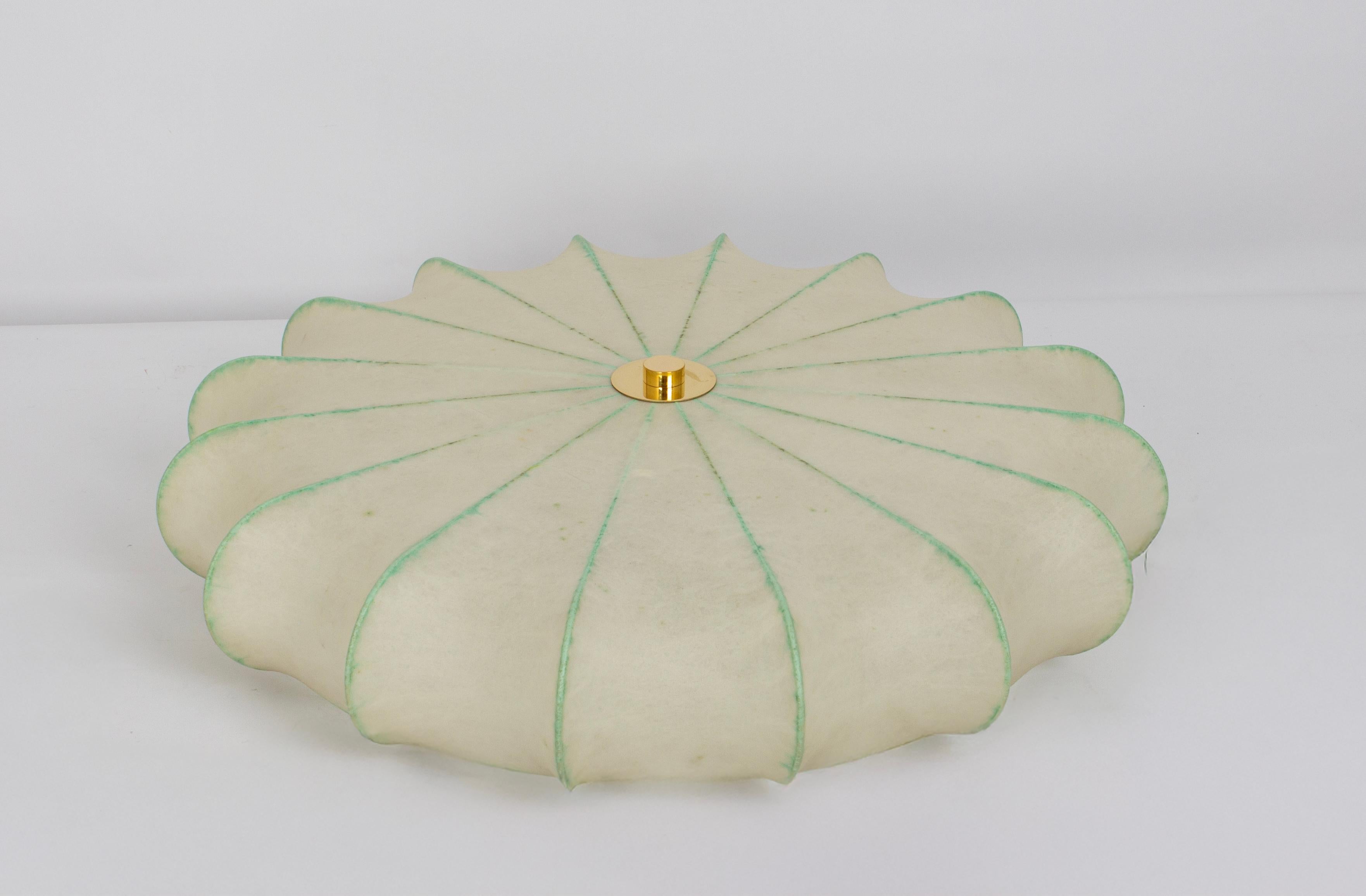 Large Round Cocoon Flushmount, Goldkant, Germany, 1970s In Good Condition For Sale In Aachen, NRW