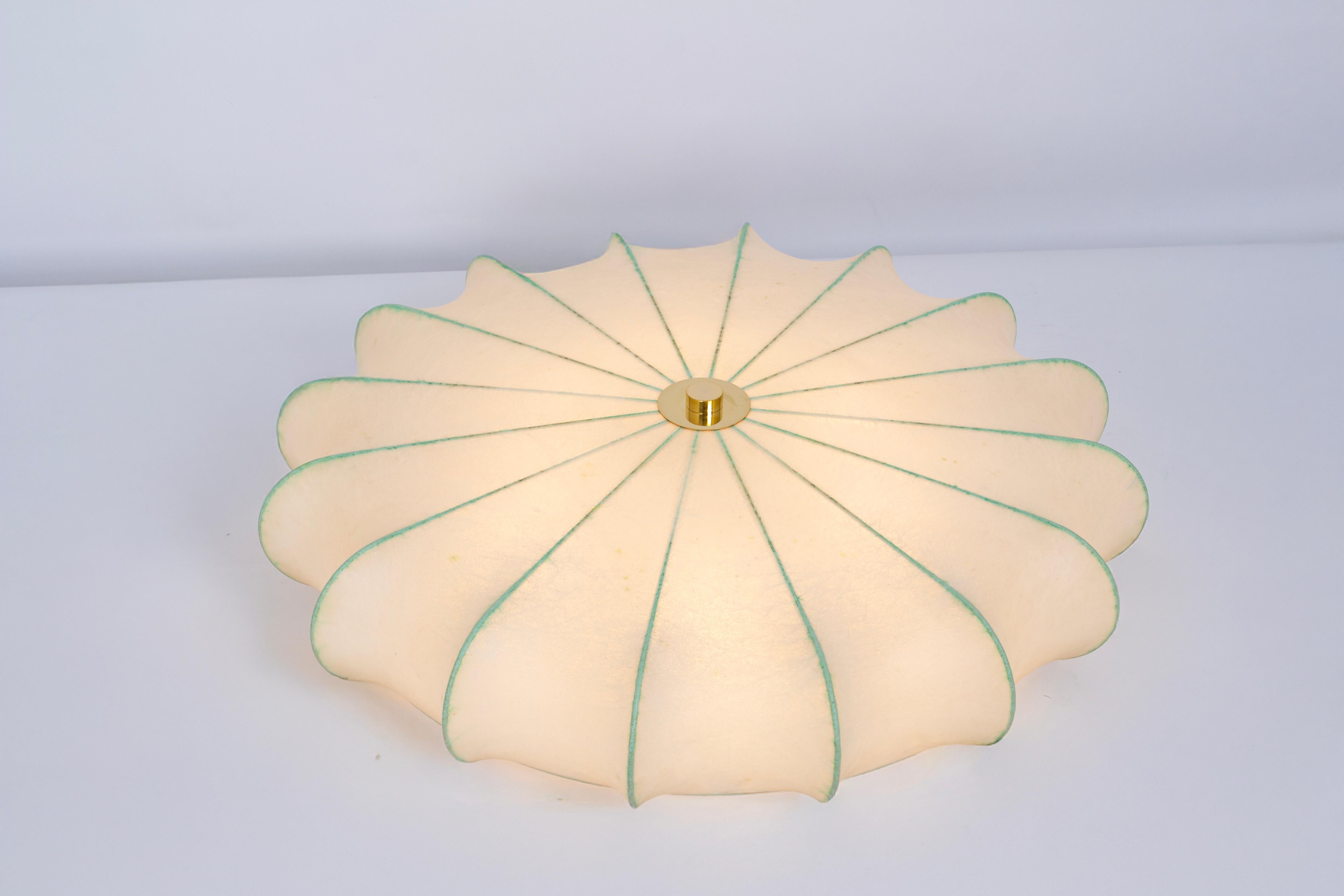 Late 20th Century Large Round Cocoon Flushmount, Goldkant, Germany, 1970s For Sale