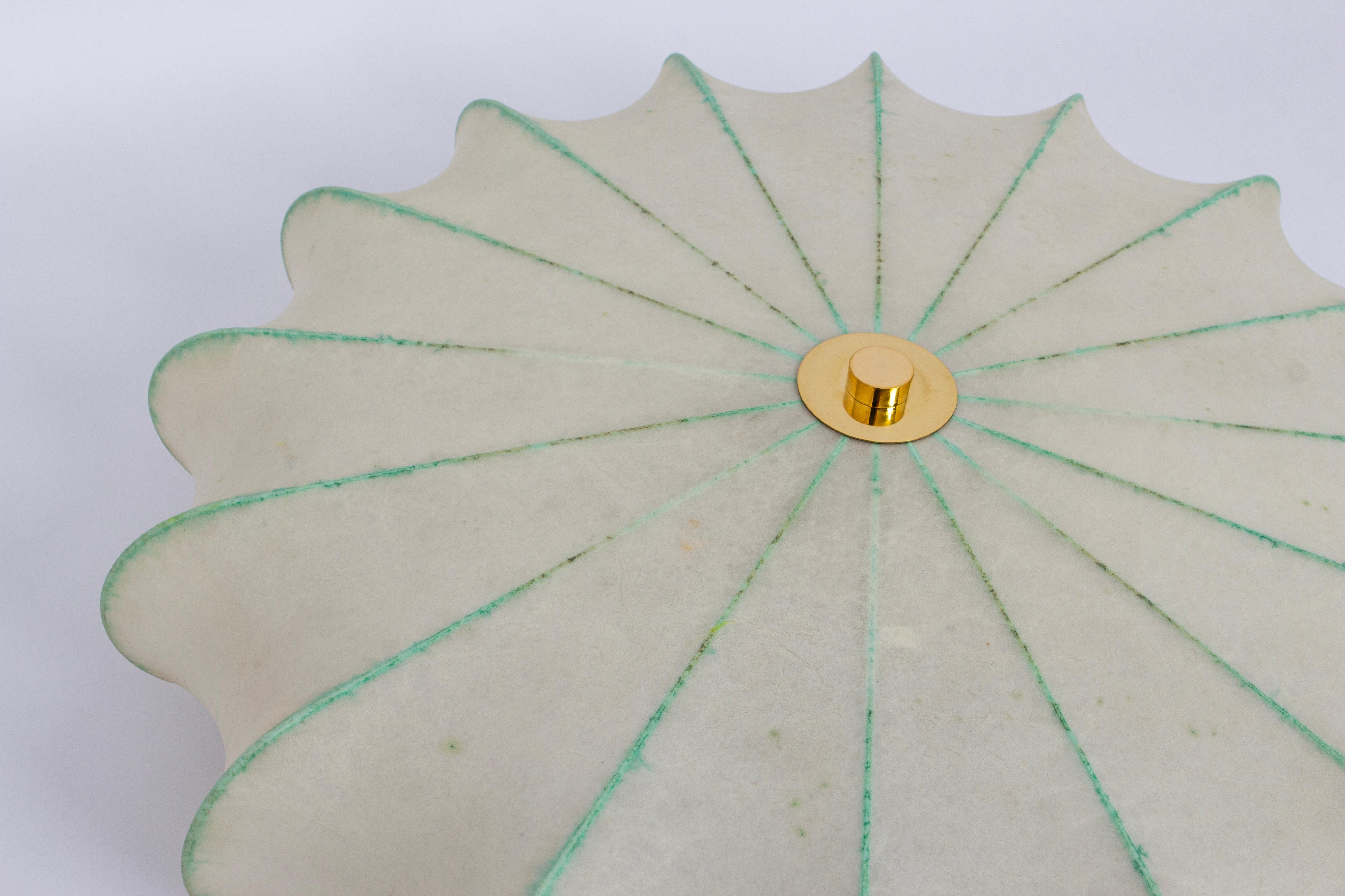 Mid-Century Modern Large Round Cocoon Flushmount, Goldkant, Germany, 1970s For Sale