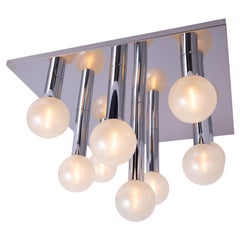 2 x Large Flushmount, Design Motoko Ishii - Chrome and Perlmut - Staff, 1970s