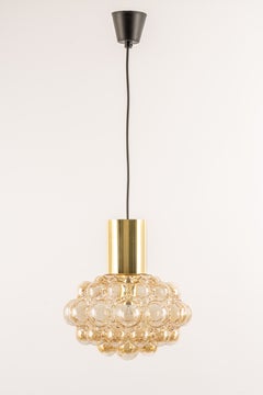 Large Amber Bubble Glass Pendant Helena Tynell, Limburg, Germany, 1970s