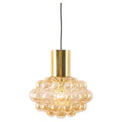 Large Amber Bubble Glass Pendant Helena Tynell, Limburg, Germany, 1970s