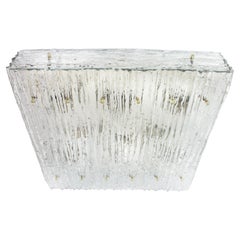 Lámpara empotrada enorme y cuadrada de cristal «Ice Glass» de Kalmar, Austria, década de 1960