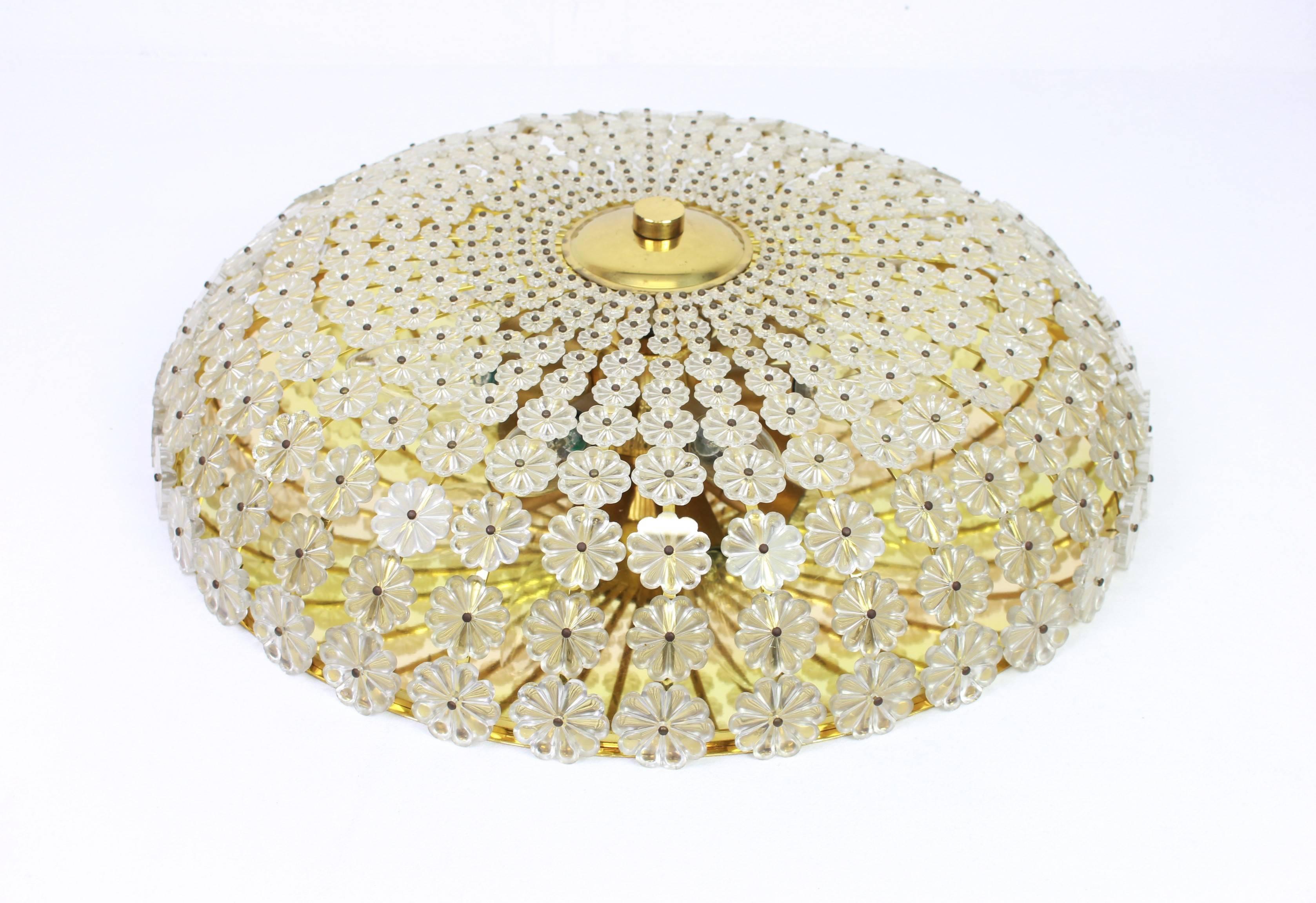 Austrian Large Flower Flush Mount by Emil Stejnar, Austria, 1960s For Sale