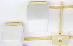 Eight-Arm Brass Flush Mount Fixture and Opaline Glass by Ott Int, Germany, 1960