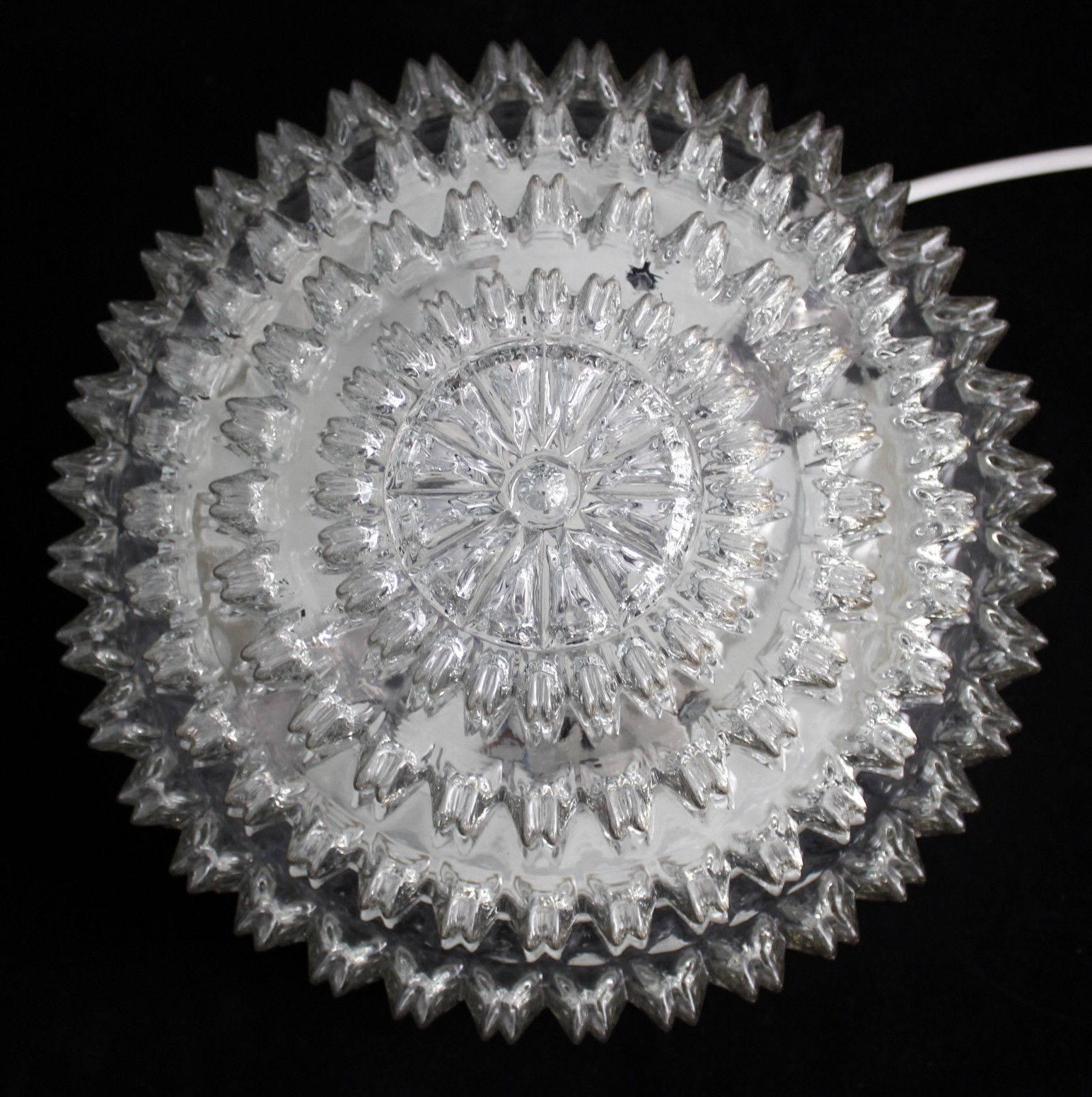 Late 20th Century Round Textured Glass Flush Mount by Limburg, Germany, 1970s