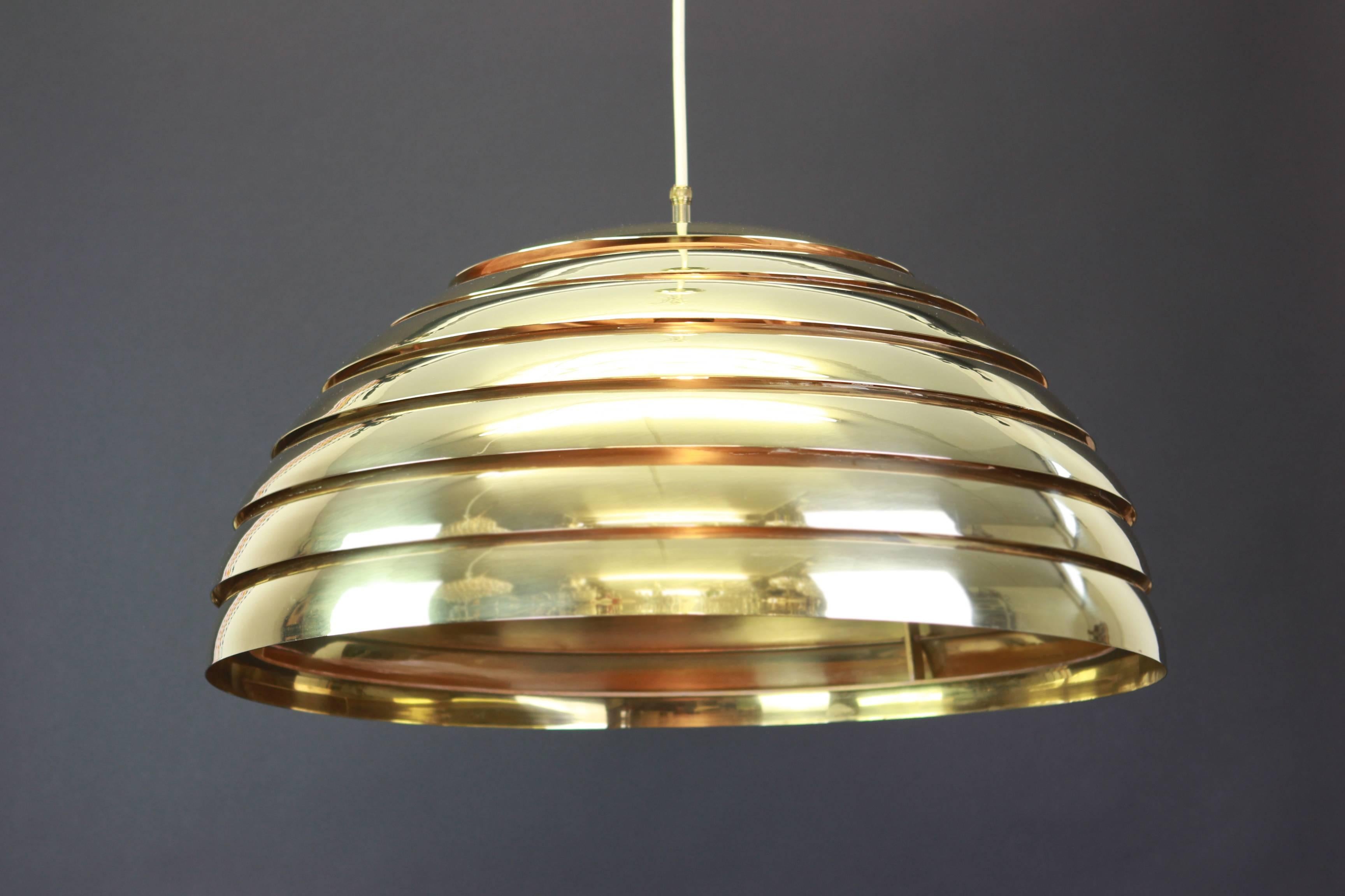Late 20th Century Large Brass Dome Pendant Light by Florian Schulz, Germany