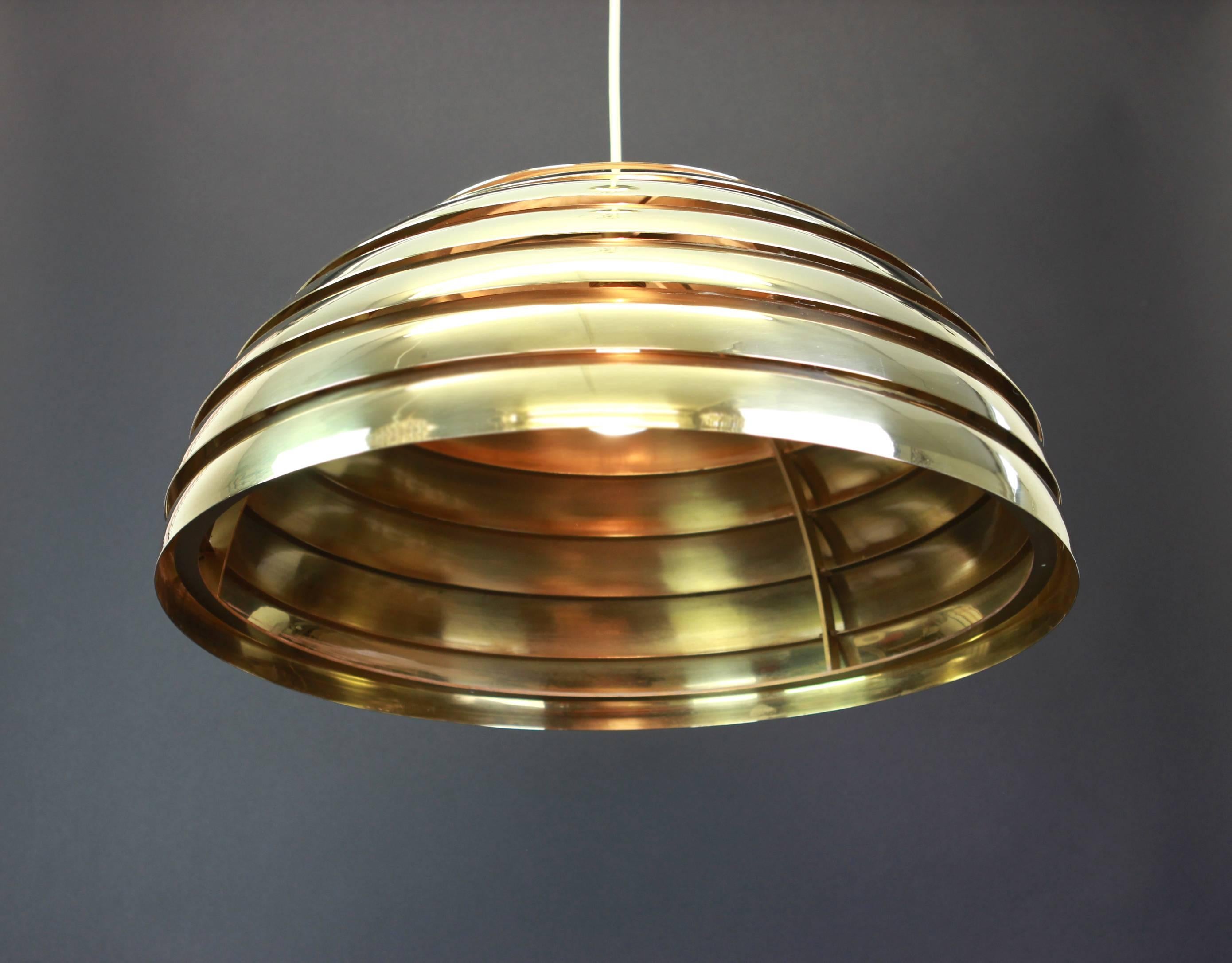 Large Brass Dome Pendant Light by Florian Schulz, Germany 1