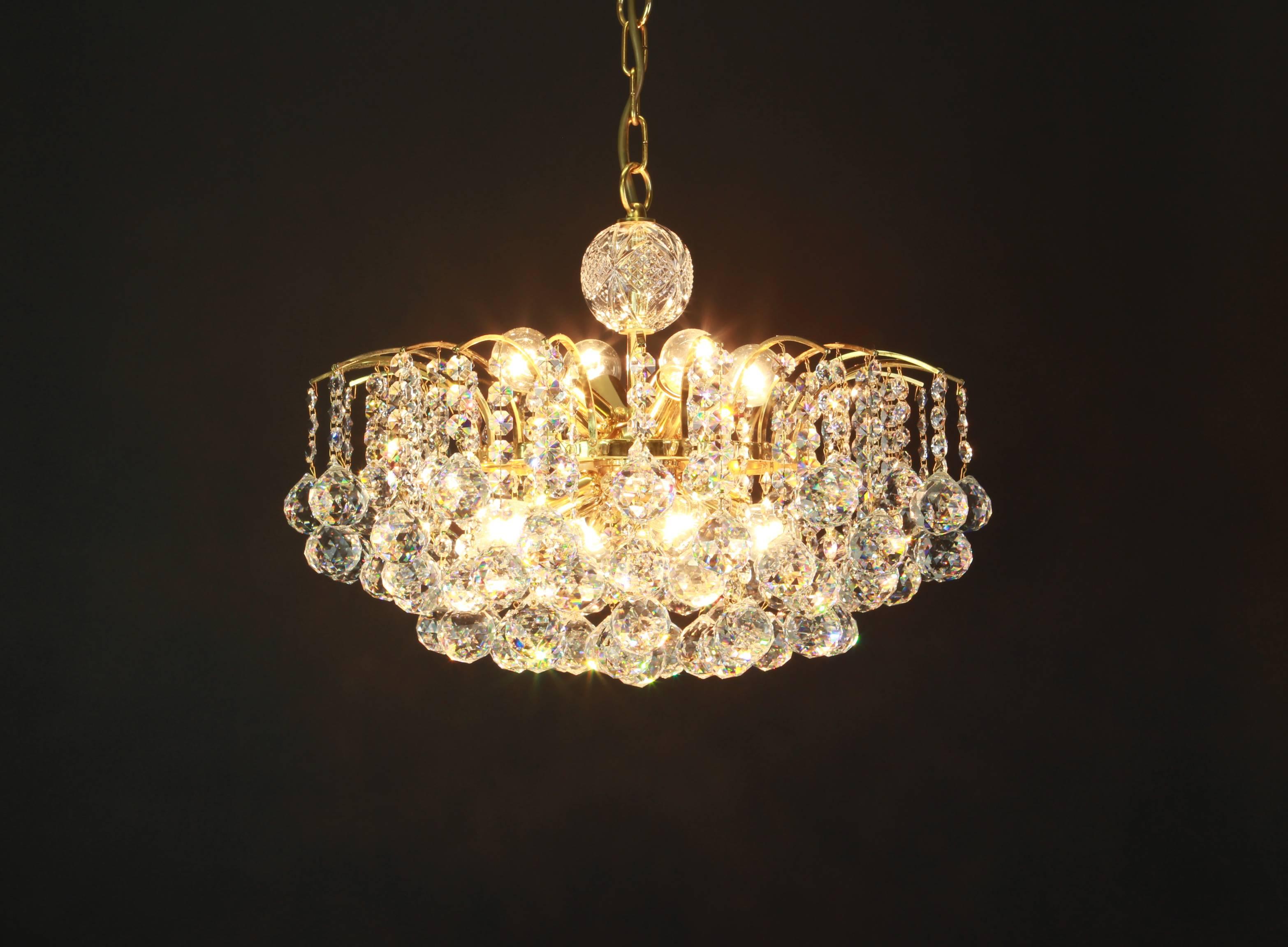 Late 20th Century Beautiful Christoph Palme Chandelier Midcentury Crystal Balls, 1970s