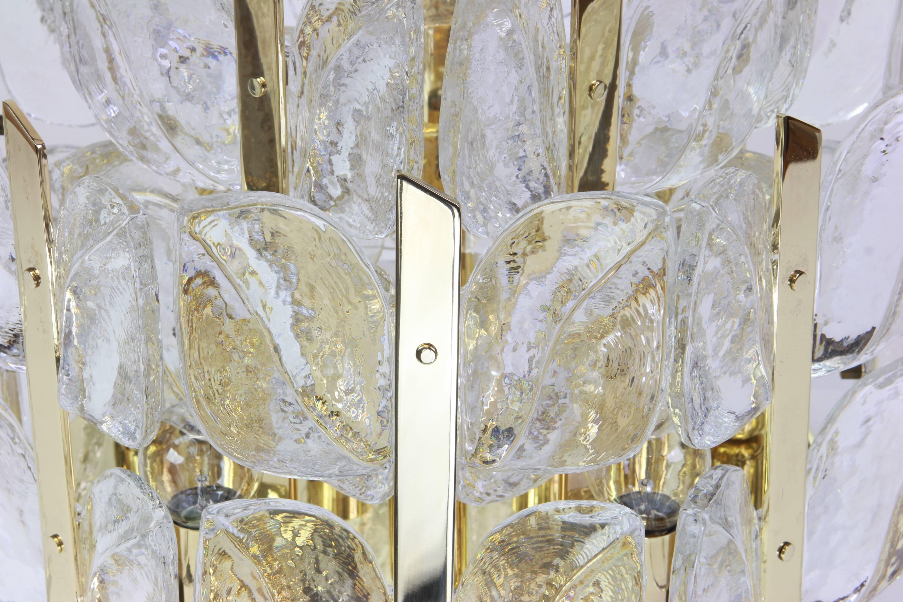 Austrian Stunning Brass, Crystal Glass Light Fixture Floria, Kalmar, Austria, 1970