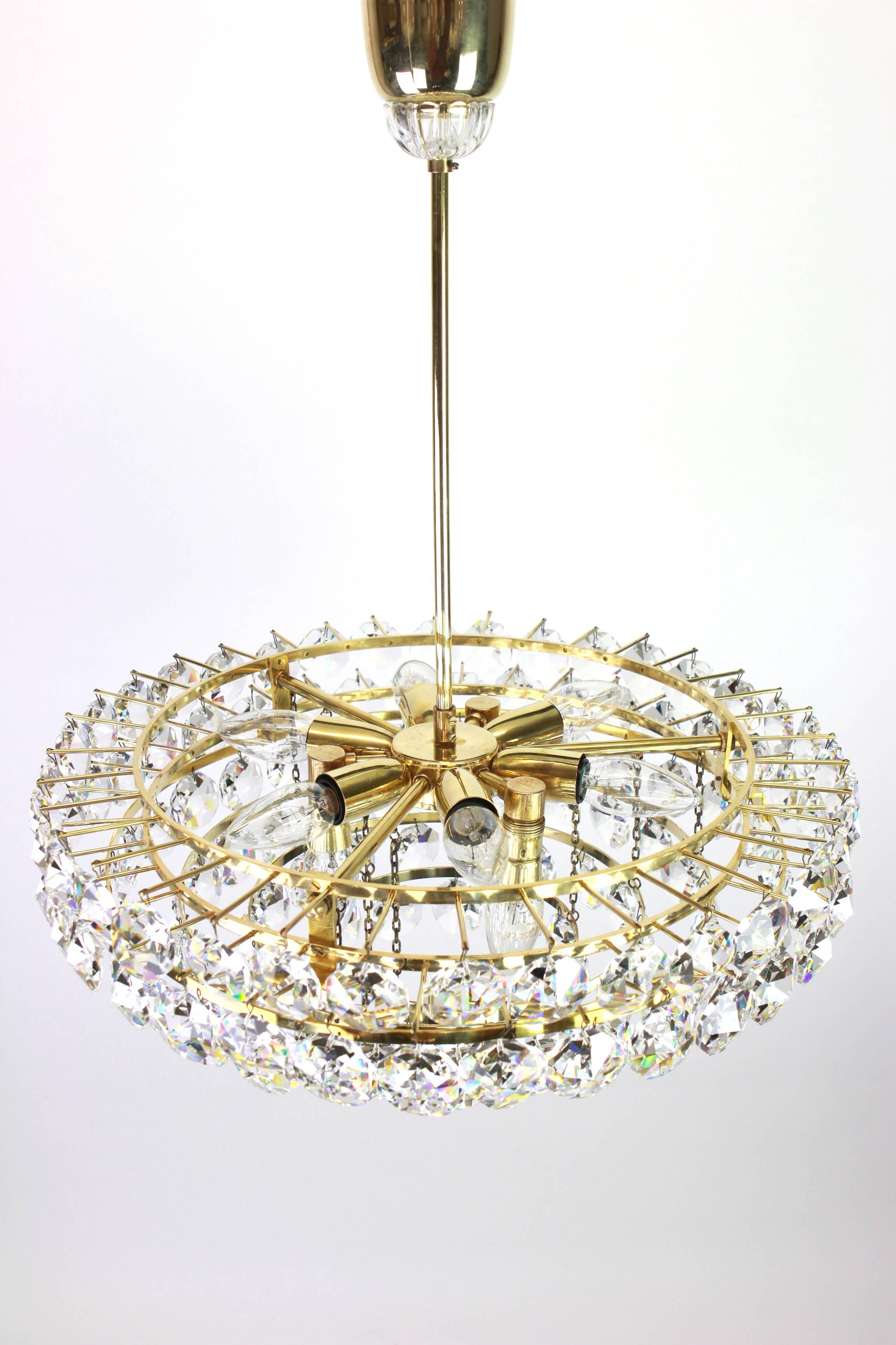 Bakalowits Chandelier, Brass and Crystal Glass, Austria, 1960s 1